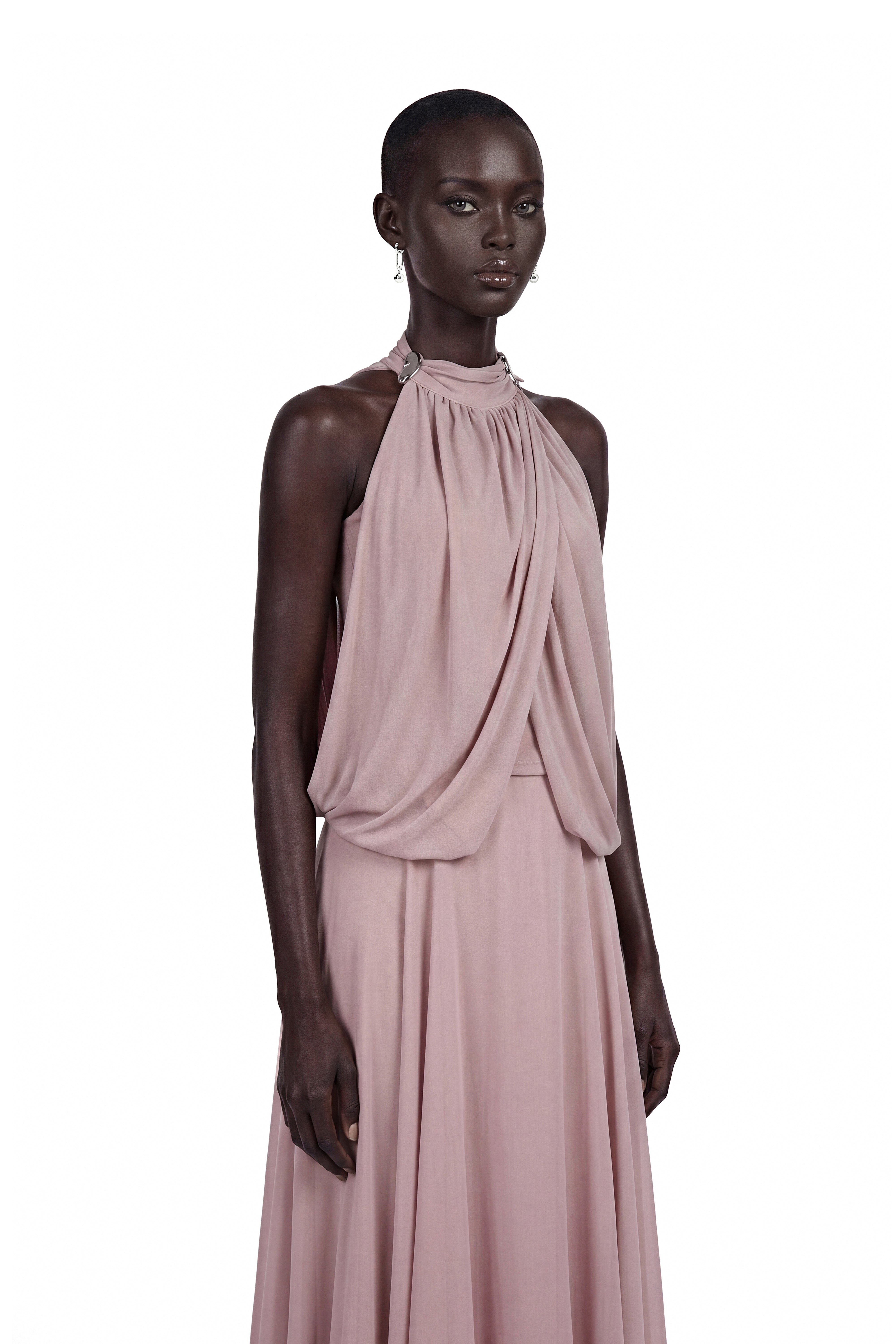 Edith Dusty Pink Halterneck Draped Top