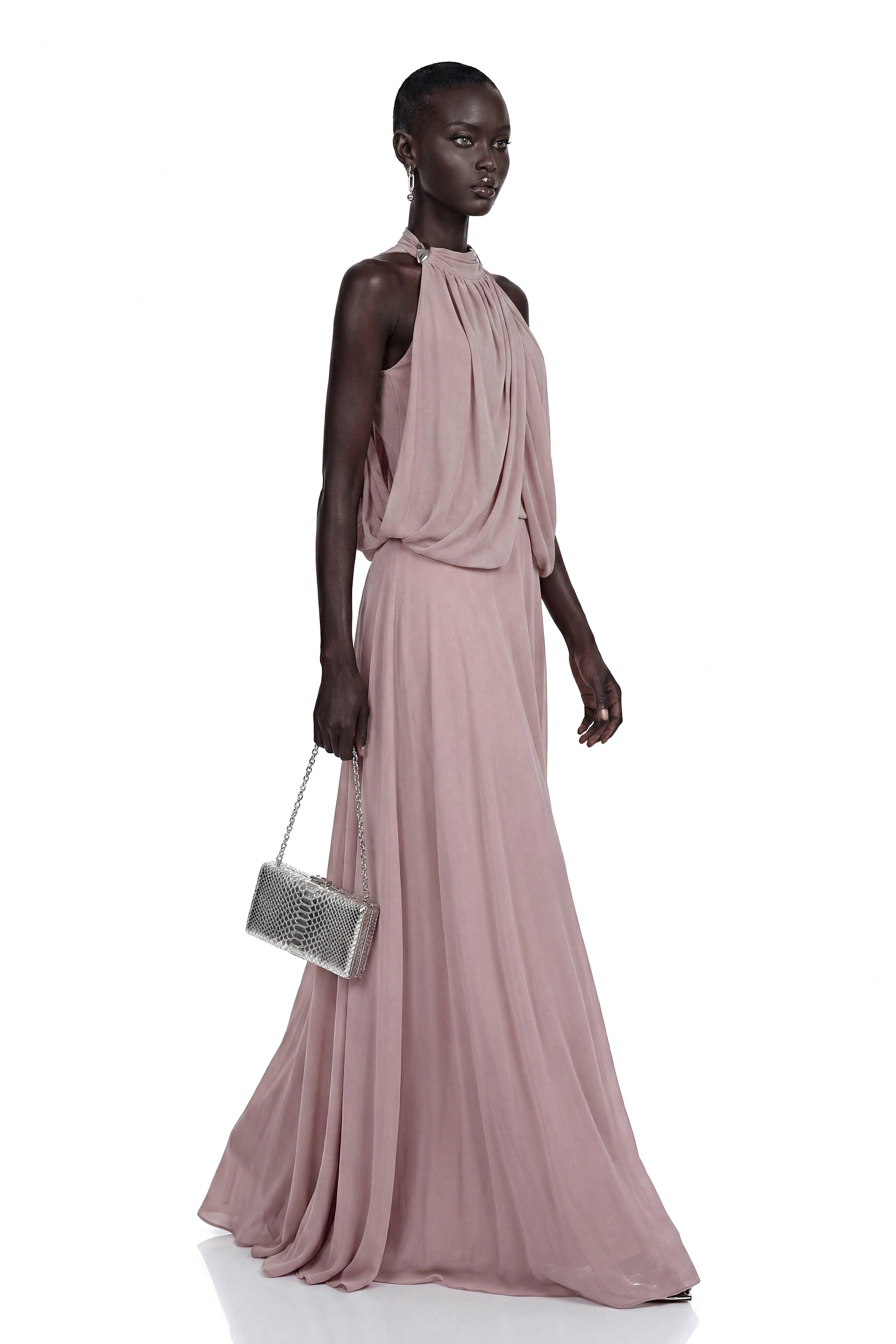 Edith Dusty Pink Halterneck Draped Top