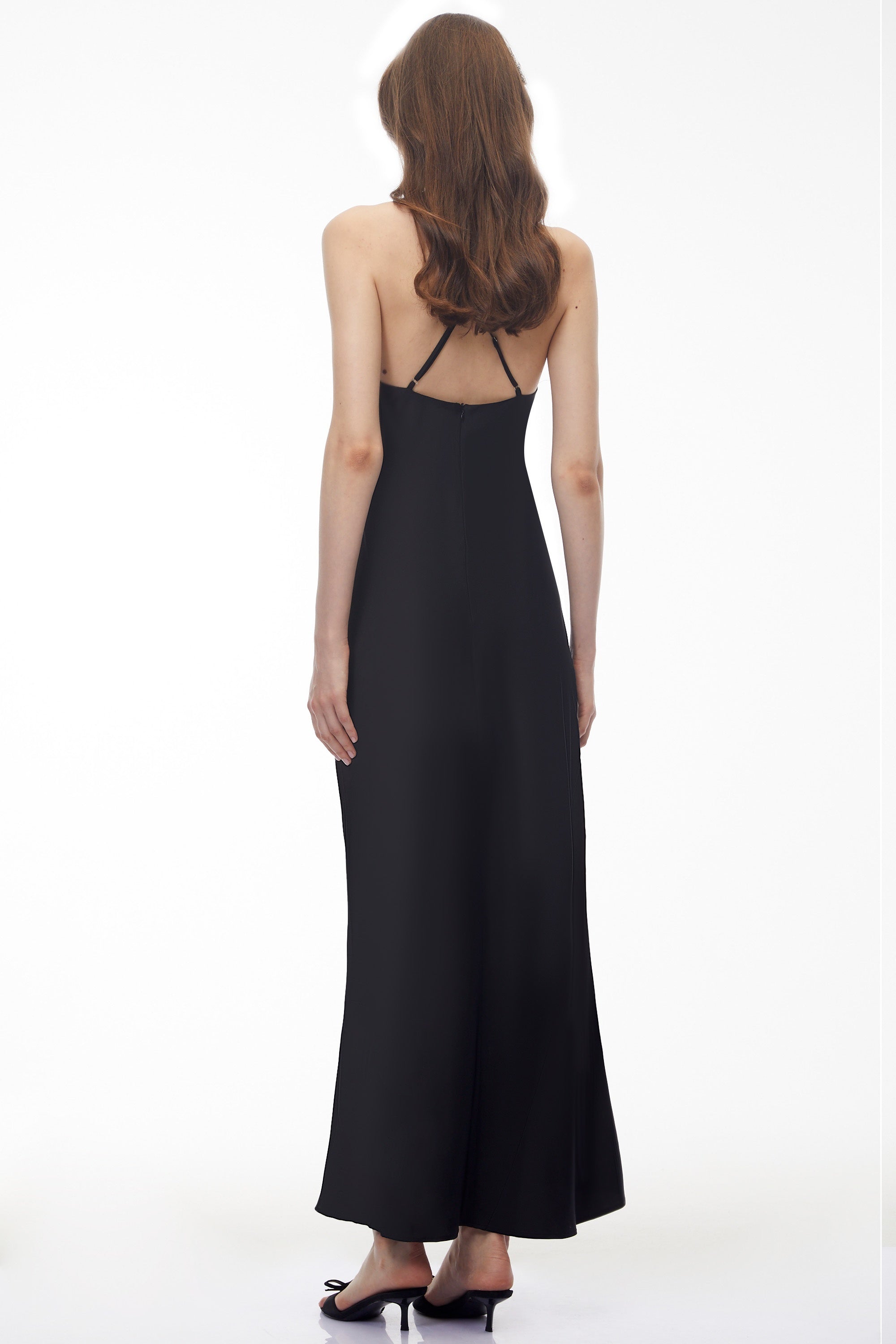 Robe longue drapée semi-transparente Eila Black