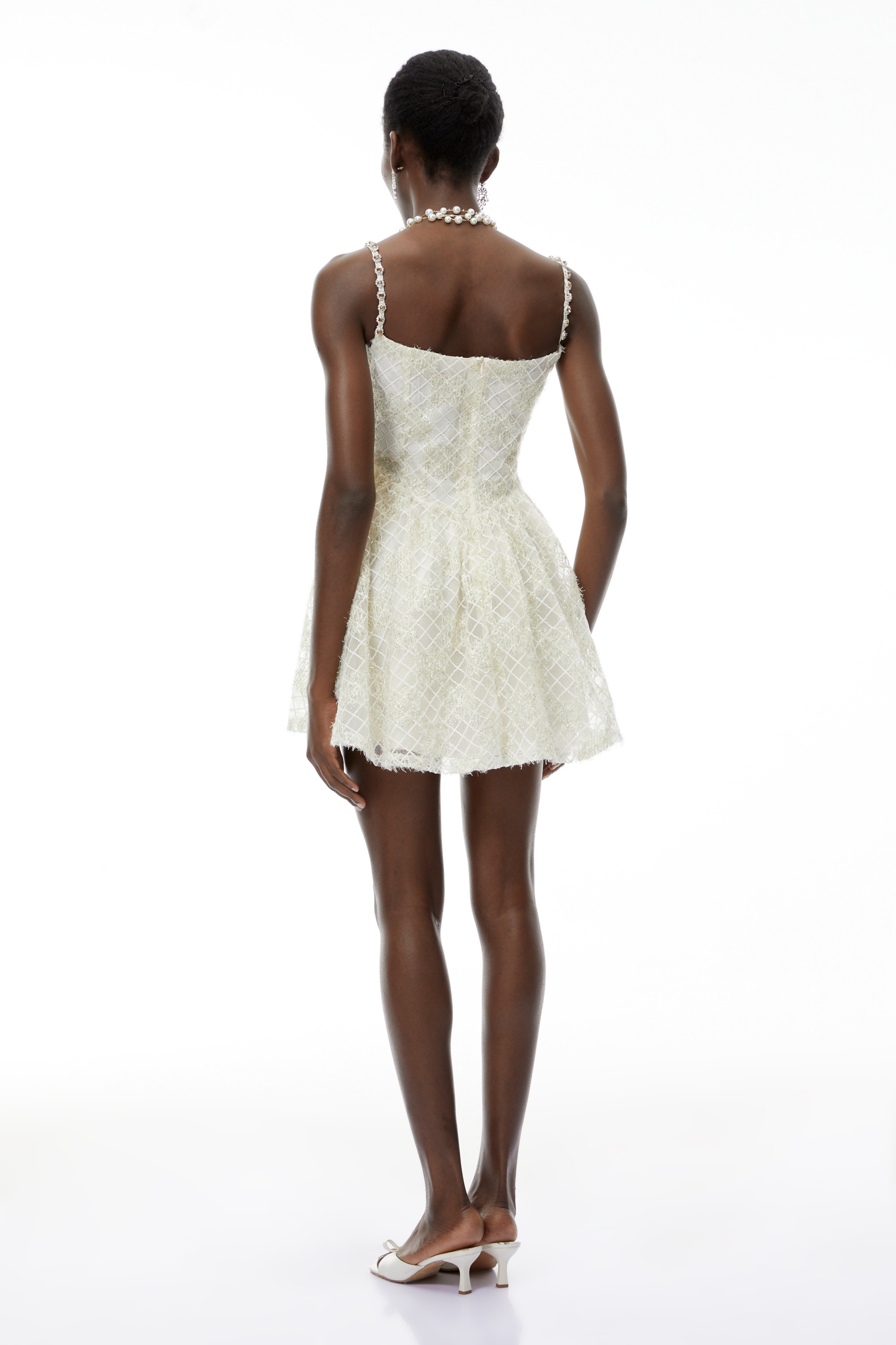 Eirlys Champagnerfarbenes Tüll-Minikleid mit Schleife