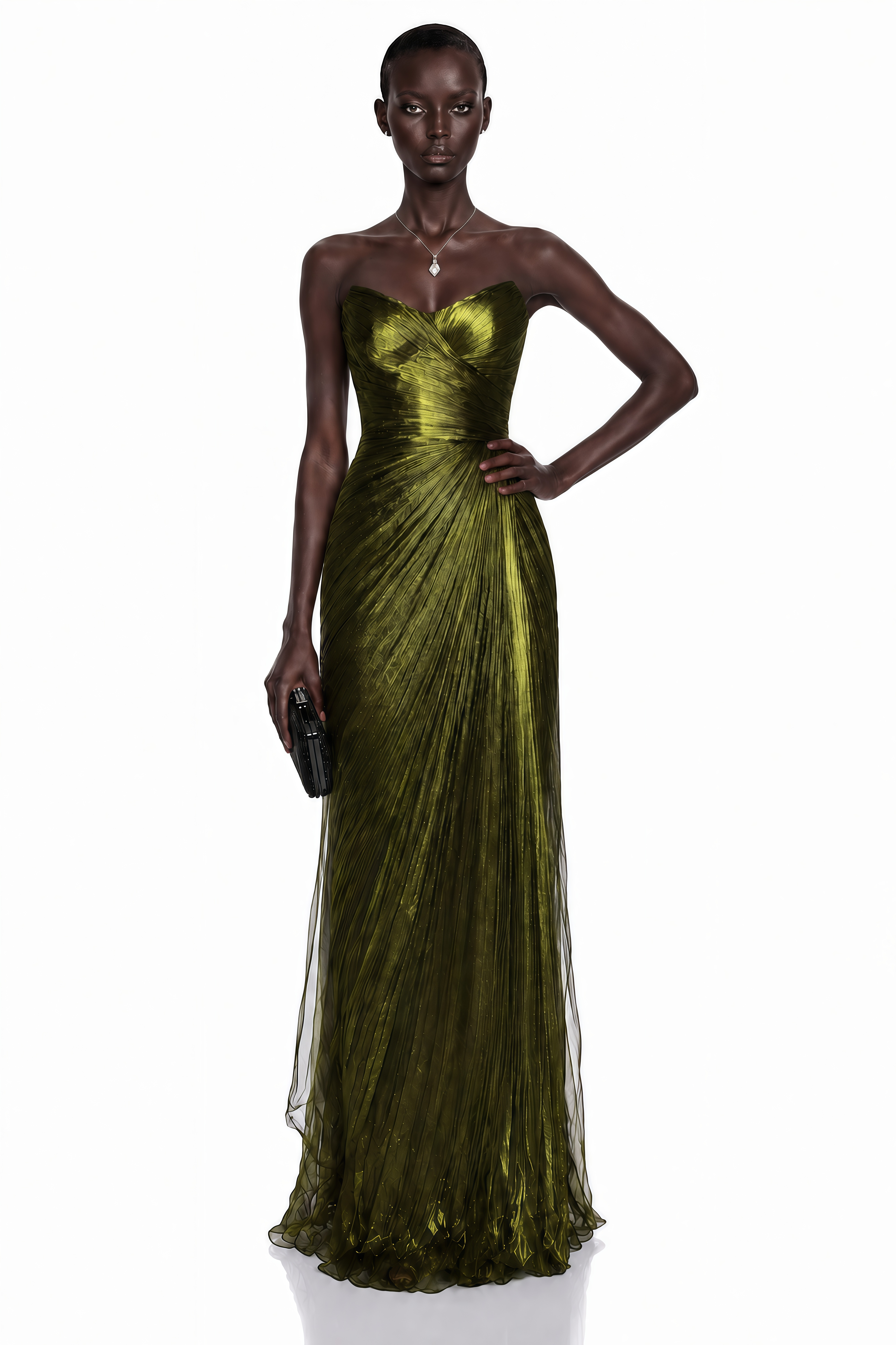 Elif Emerald Green Off Shoulder Ruched Maxi Dress