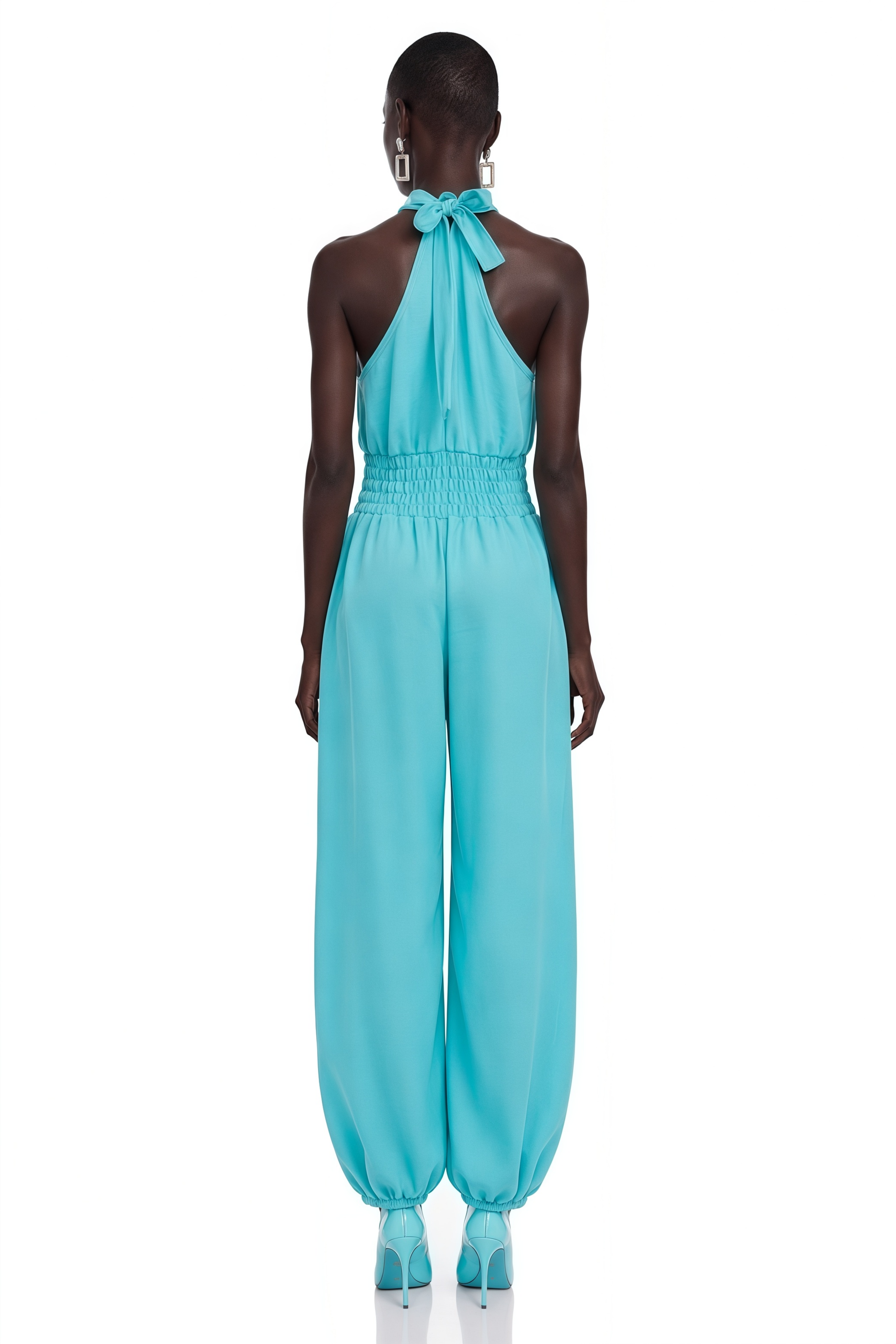 Elisa Green Halterneck Lantern-Shaped Jumpsuit