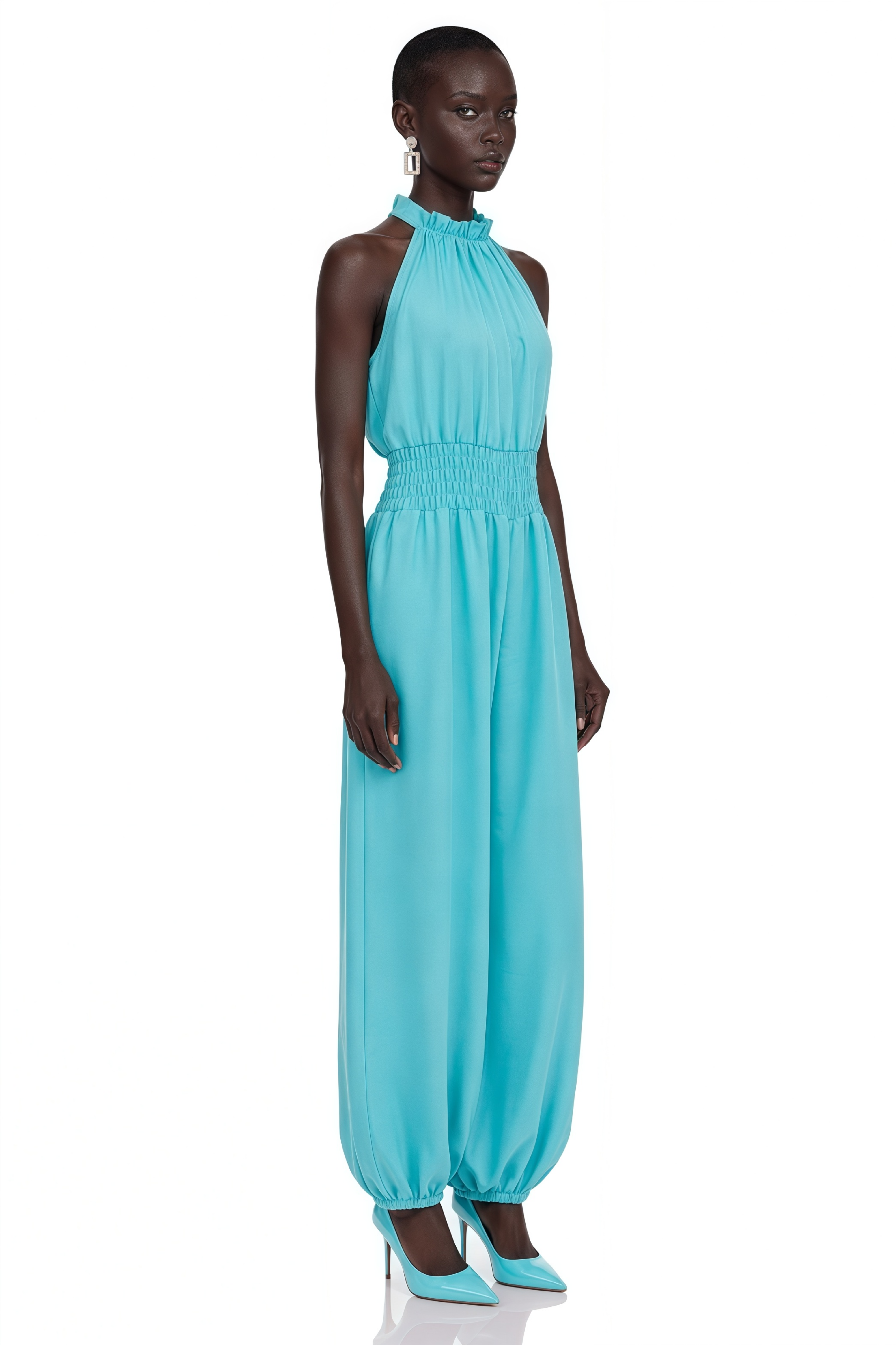 Elisa Green Halterneck Lantern-Shaped Jumpsuit