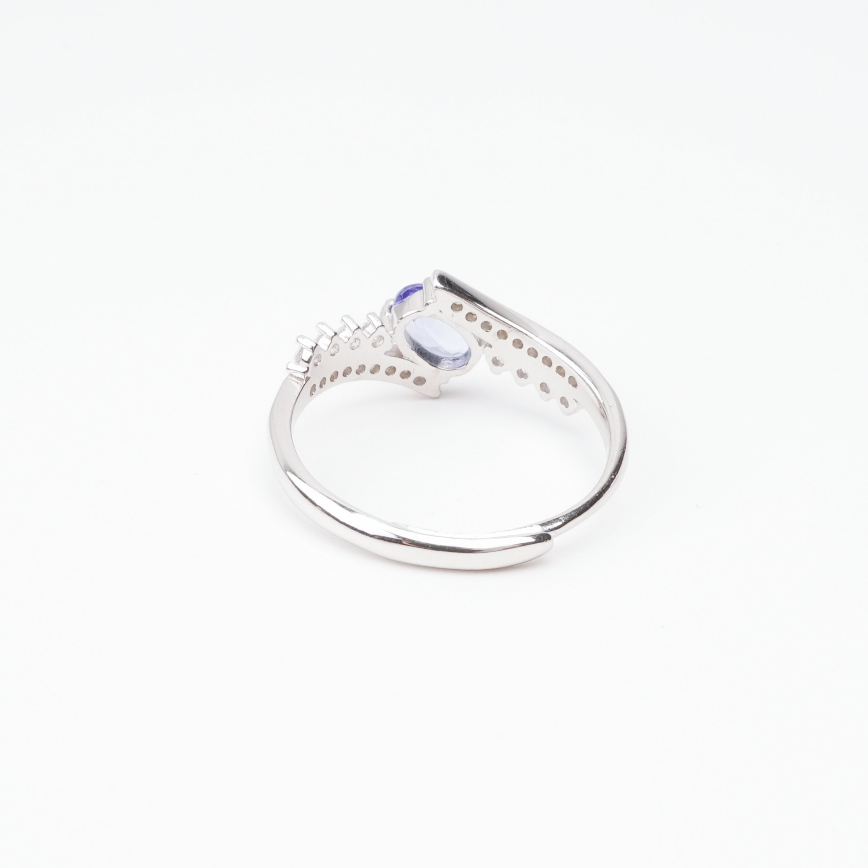 Elspeth Violet Tanzanite Oval Cut Pavé Crystal Sterling Silver Ring