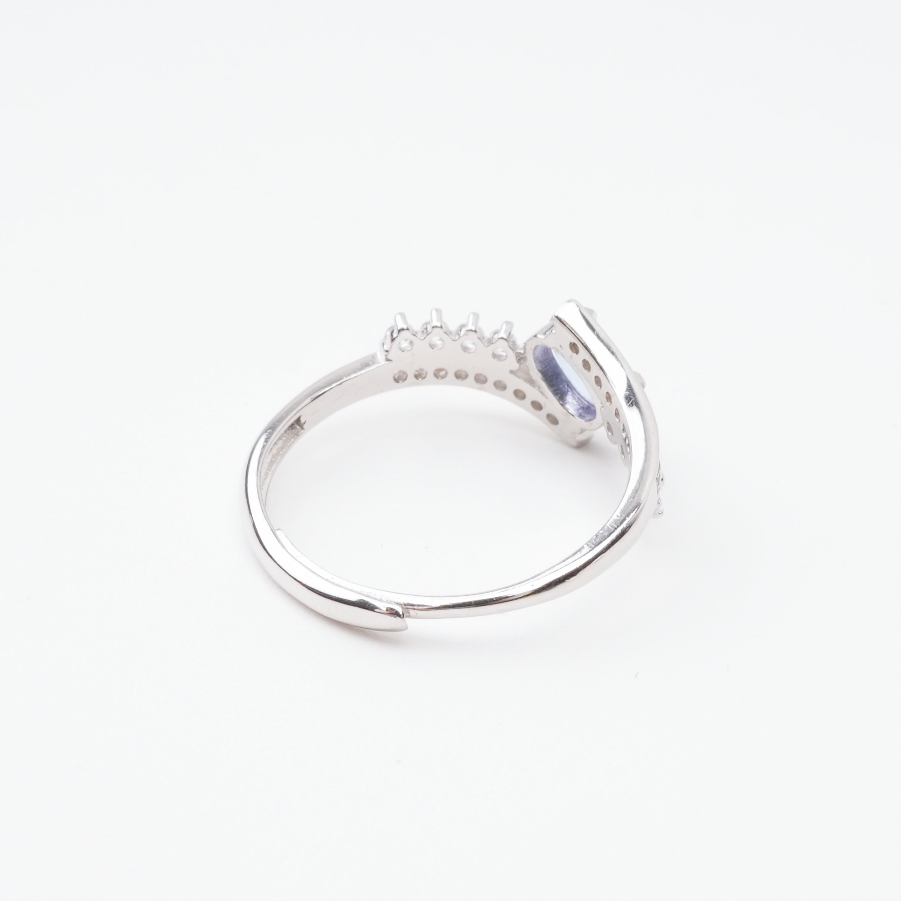 Elspeth Violet Tanzanite Oval Cut Pavé Crystal Sterling Silver Ring