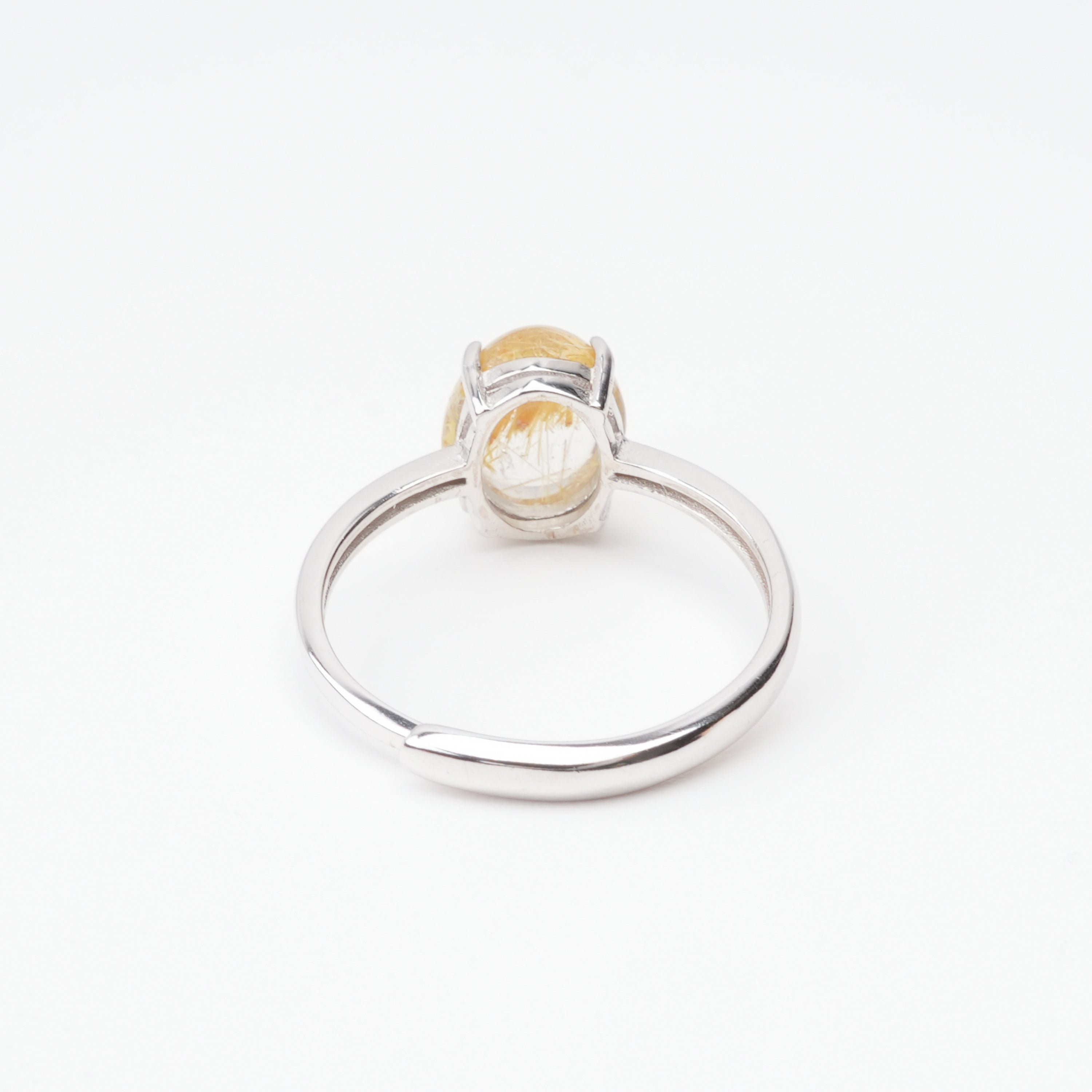 Estelle Golden Rutilated Quartz Oval Cabochon Sterling Silver Ring