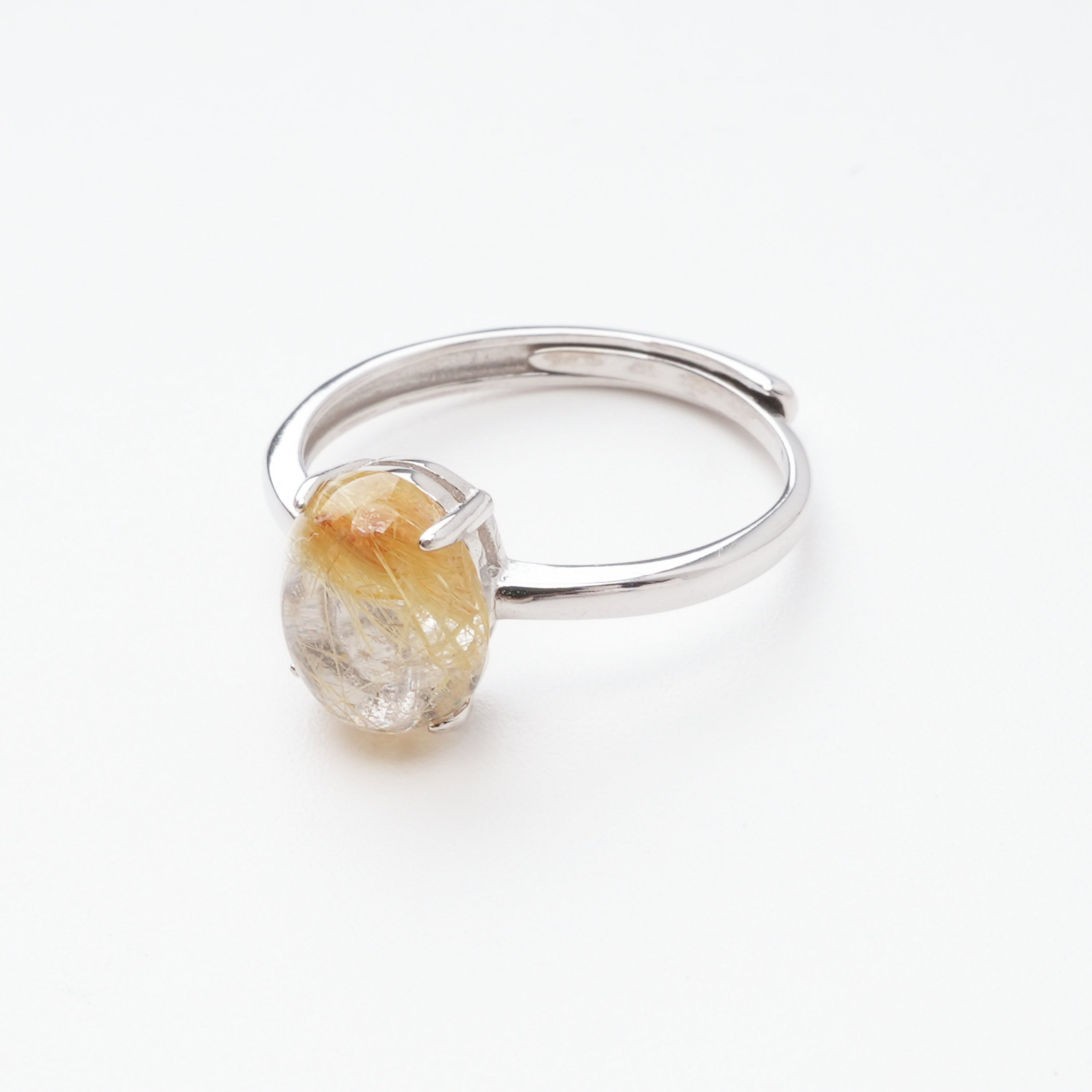 Estelle Golden Rutilated Quartz Oval Cabochon Sterling Silver Ring