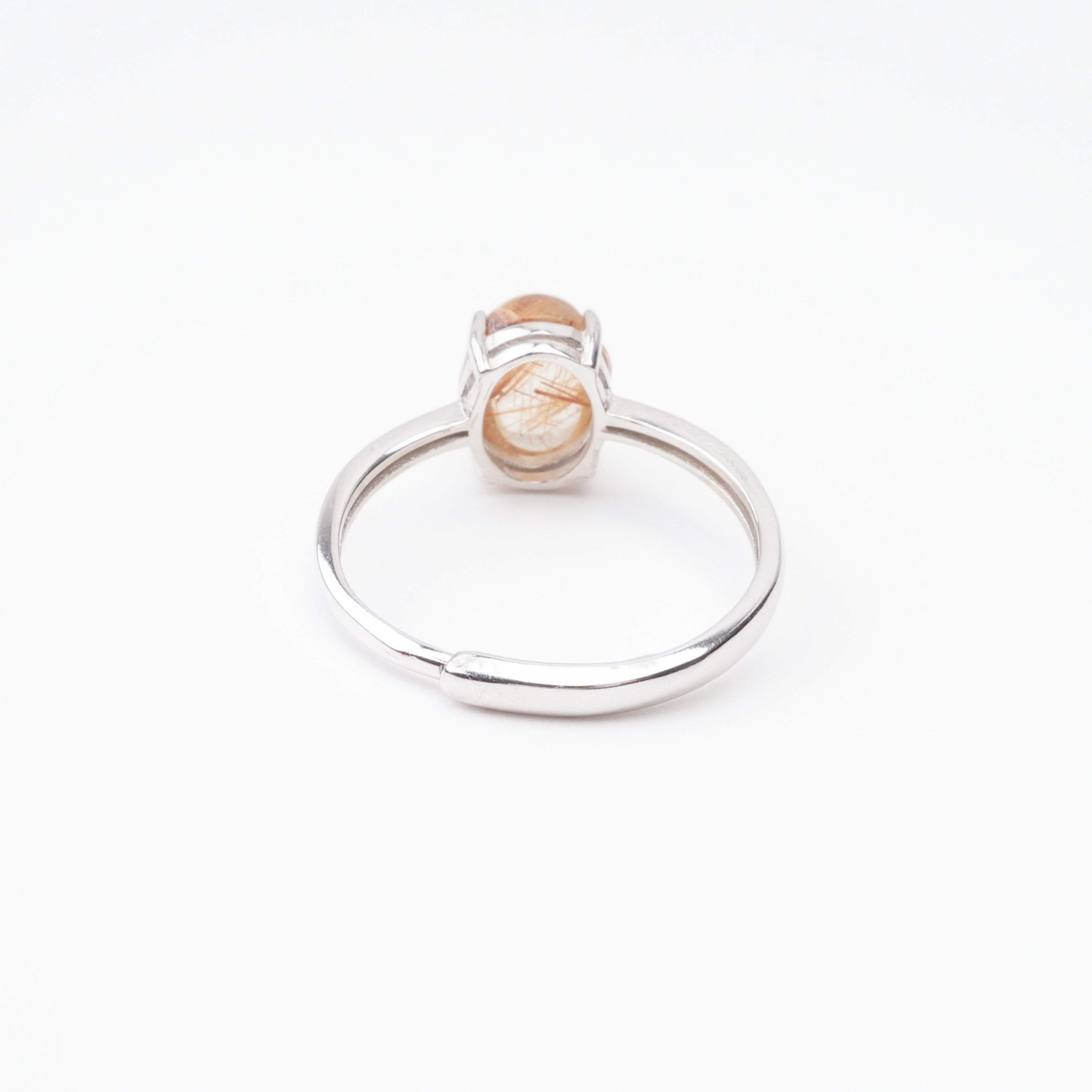 Estelle Red Rutilated Quartz Oval Cabochon Sterling Silver Ring