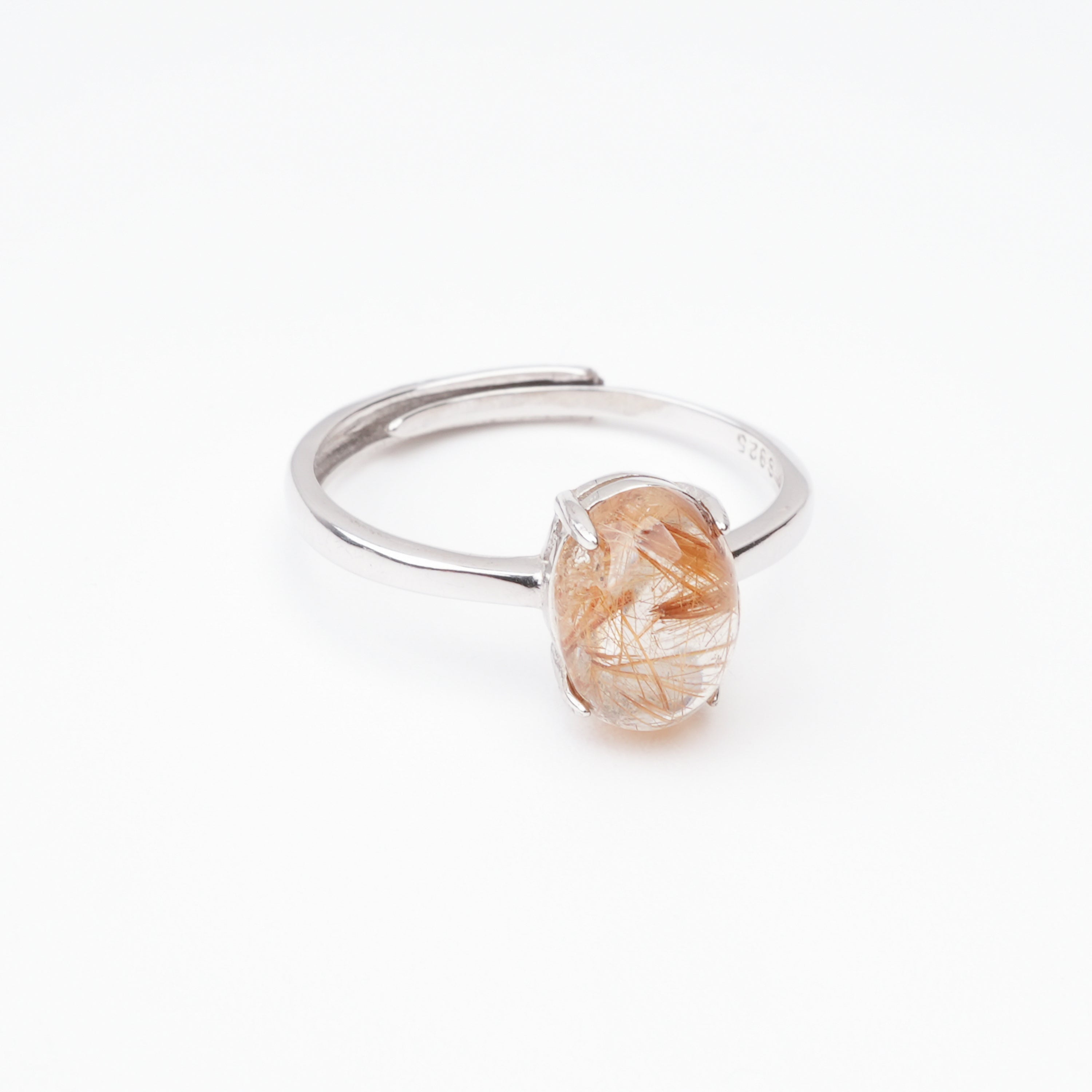 Estelle Red Rutilated Quartz Oval Cabochon Sterling Silver Ring
