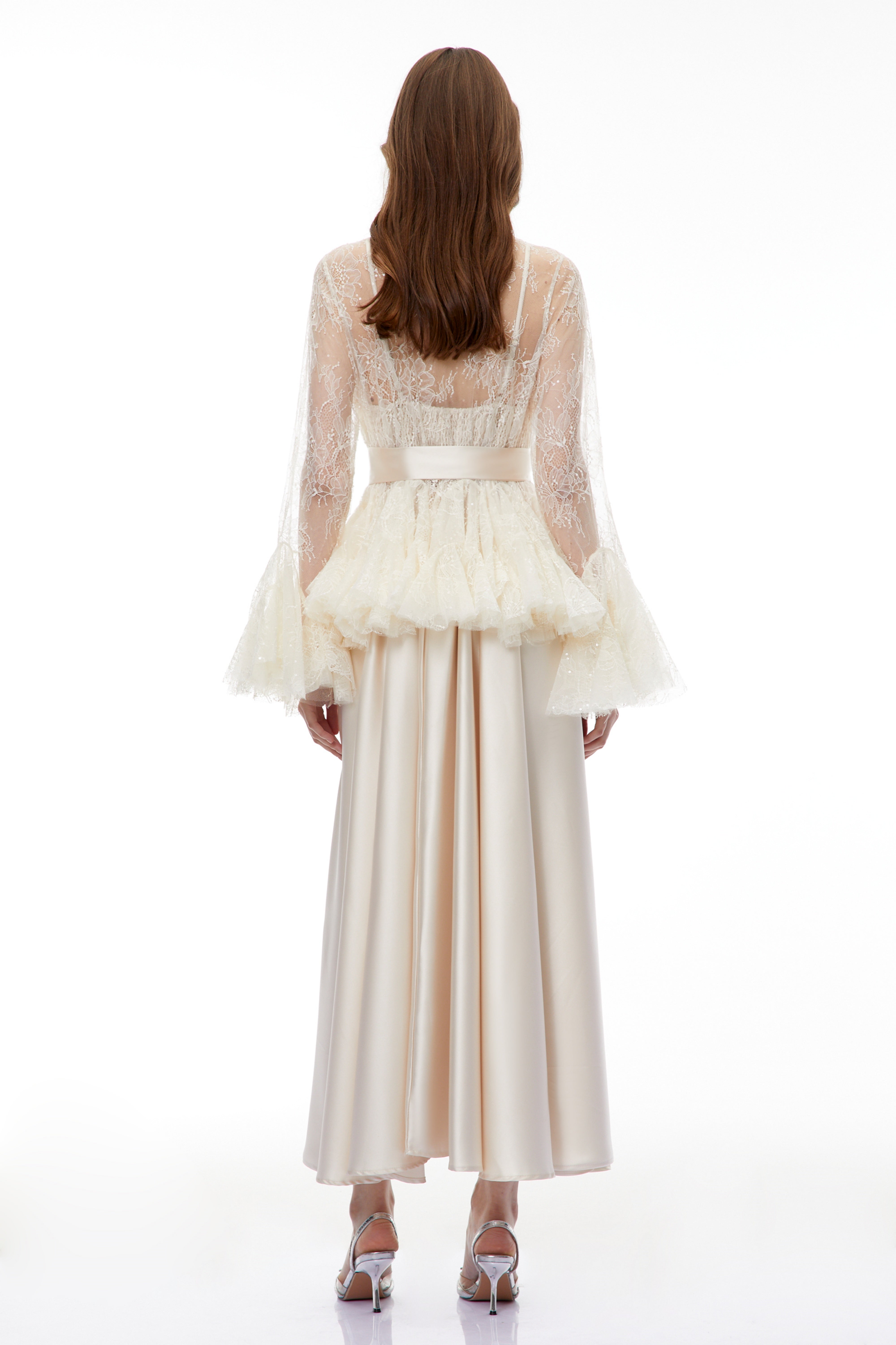 Set aus Bluse und Kleid mit Blumenmuster und Spitze