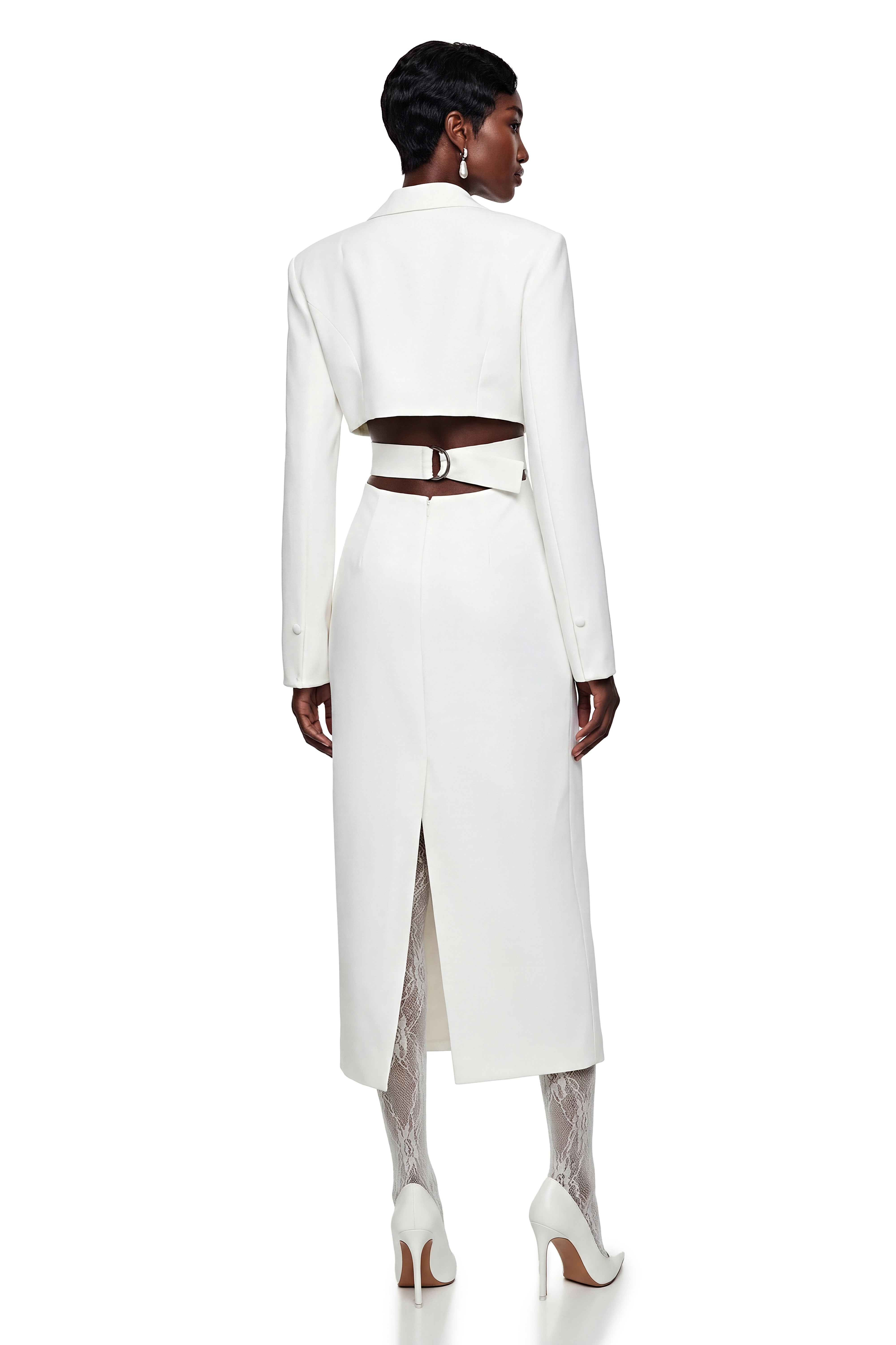 Midi-Kleid in Weiß mit Ausschnitten