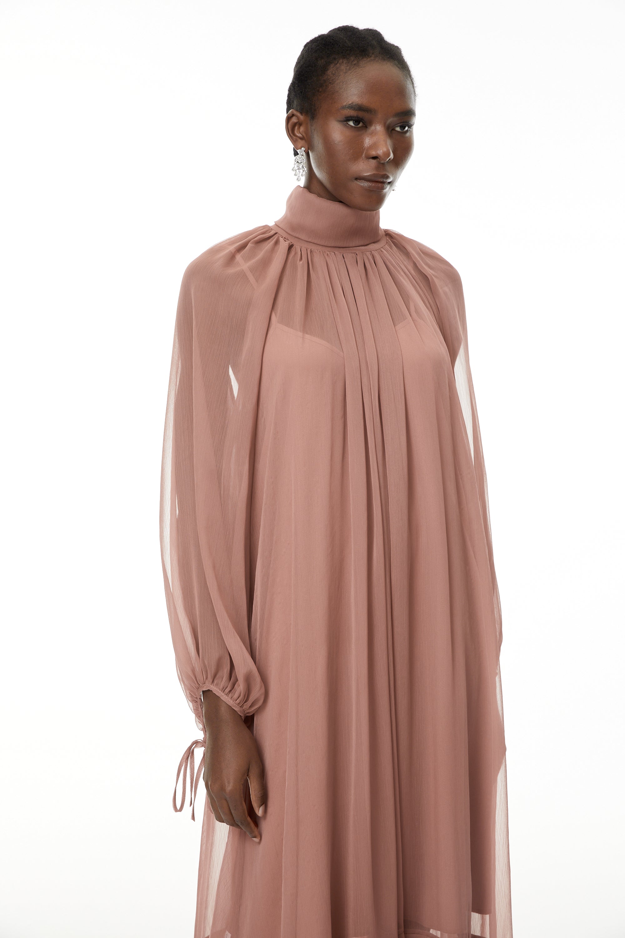 Fiorenza Pink Shirred Tiered Maxi Dress