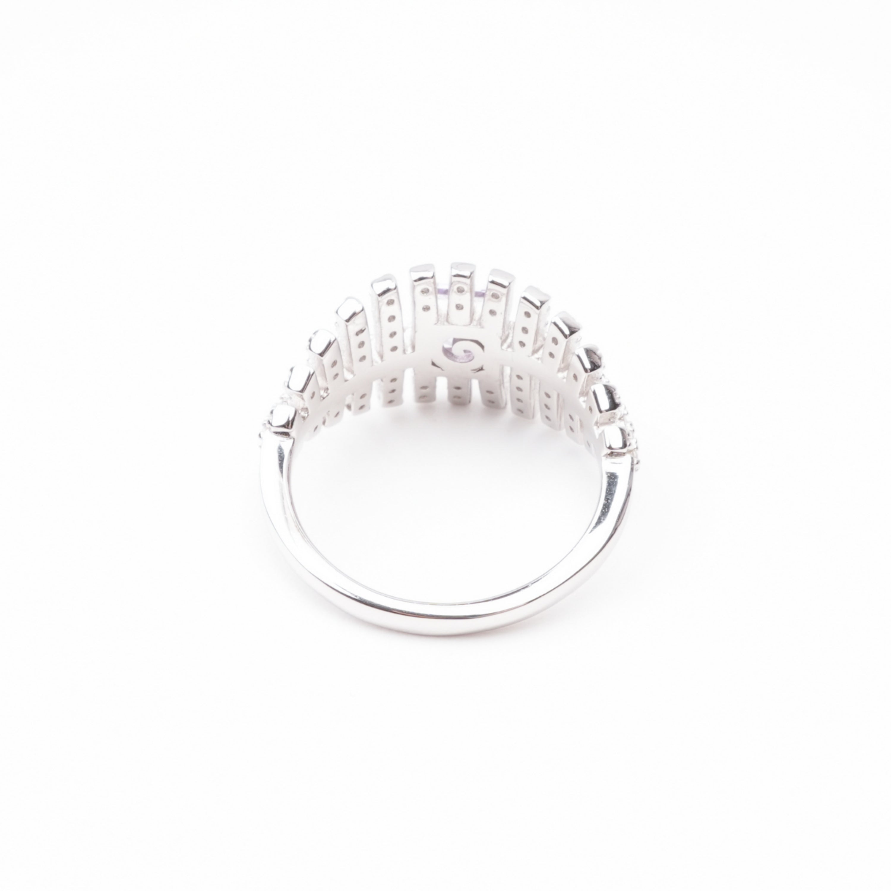 Françoise Lavender Princess Cut Gemstone Fan Crystal Sterling Silver Ring