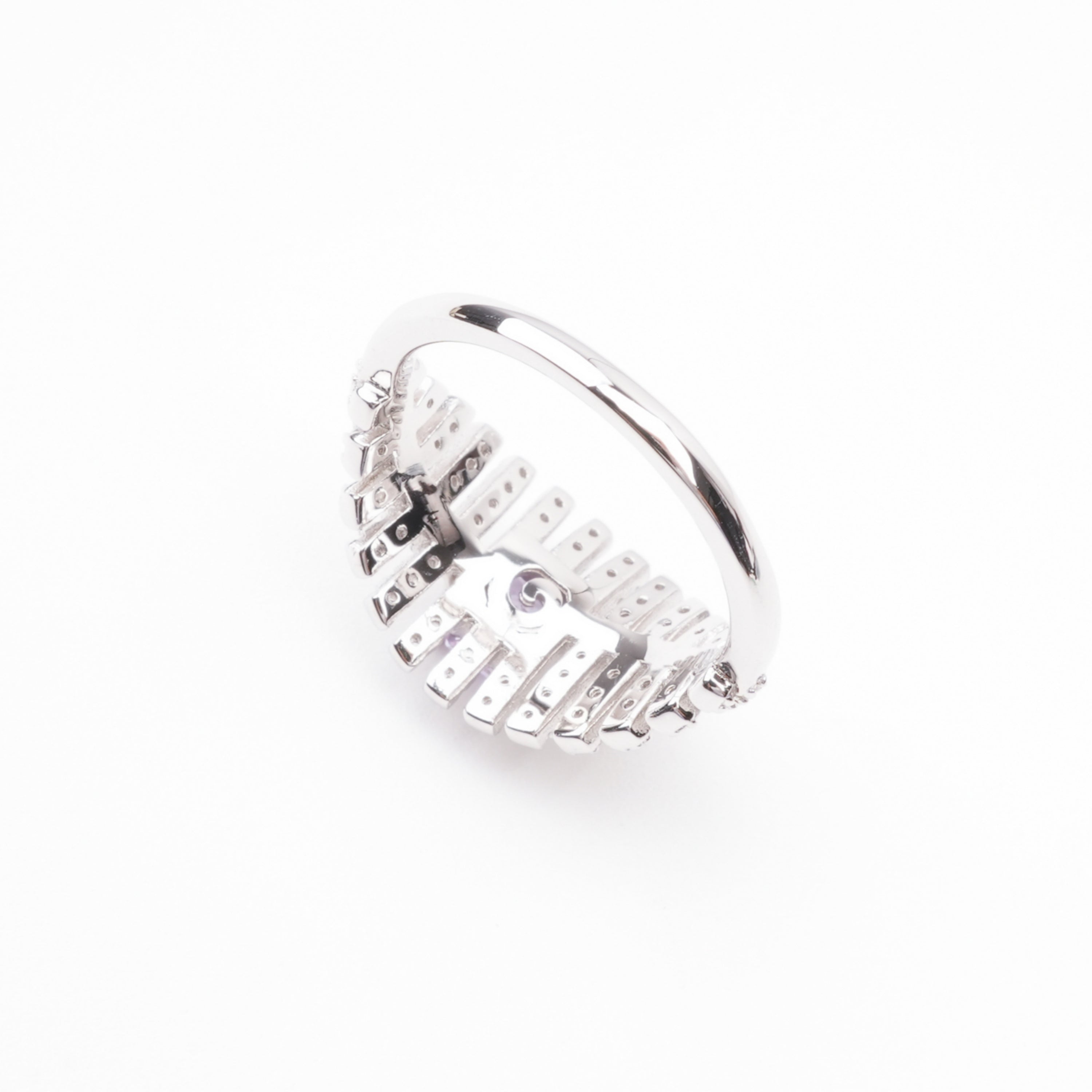 Françoise Lavender Princess Cut Gemstone Fan Crystal Sterling Silver Ring