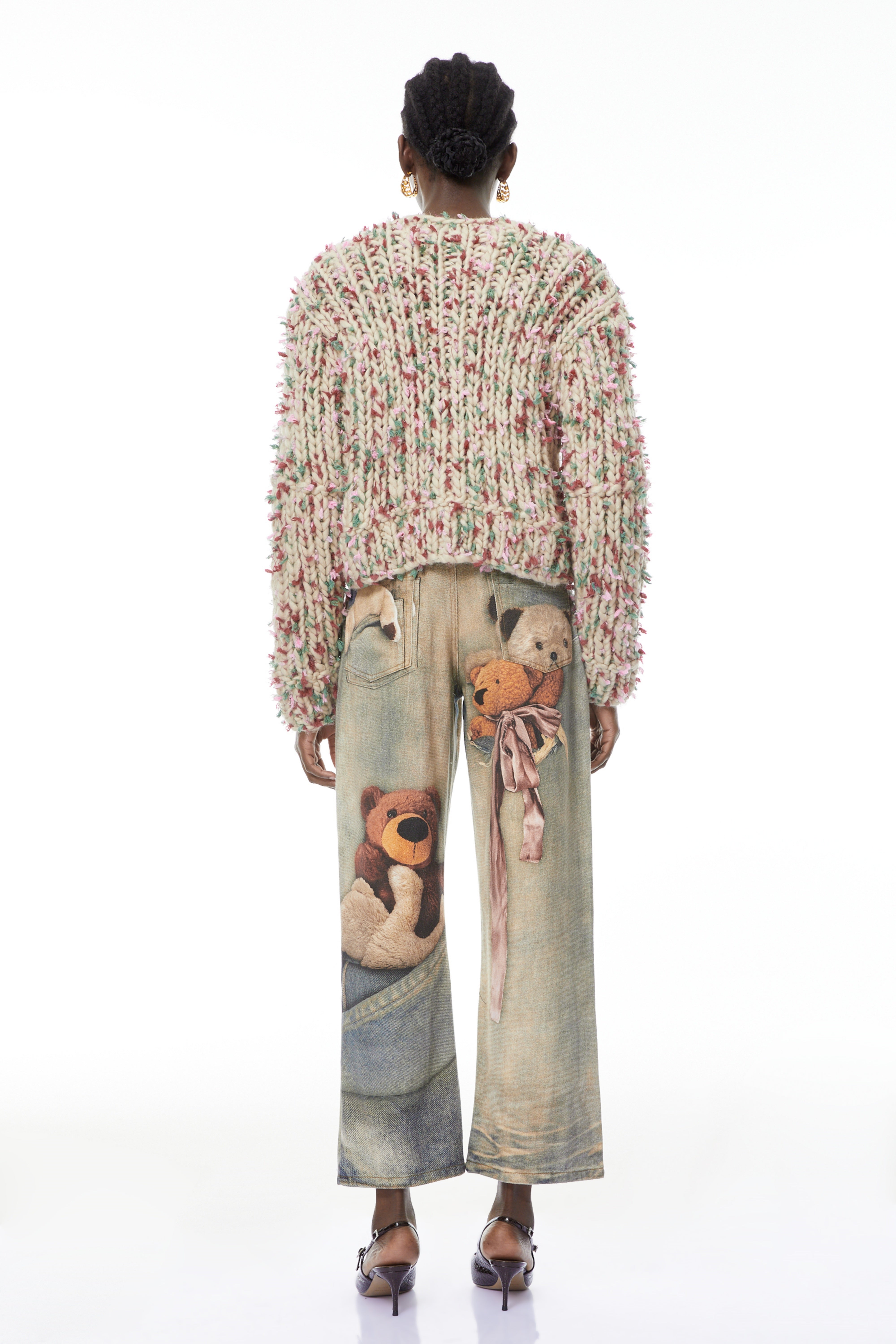 Franziska Blue Denim Jeans with Bear Print