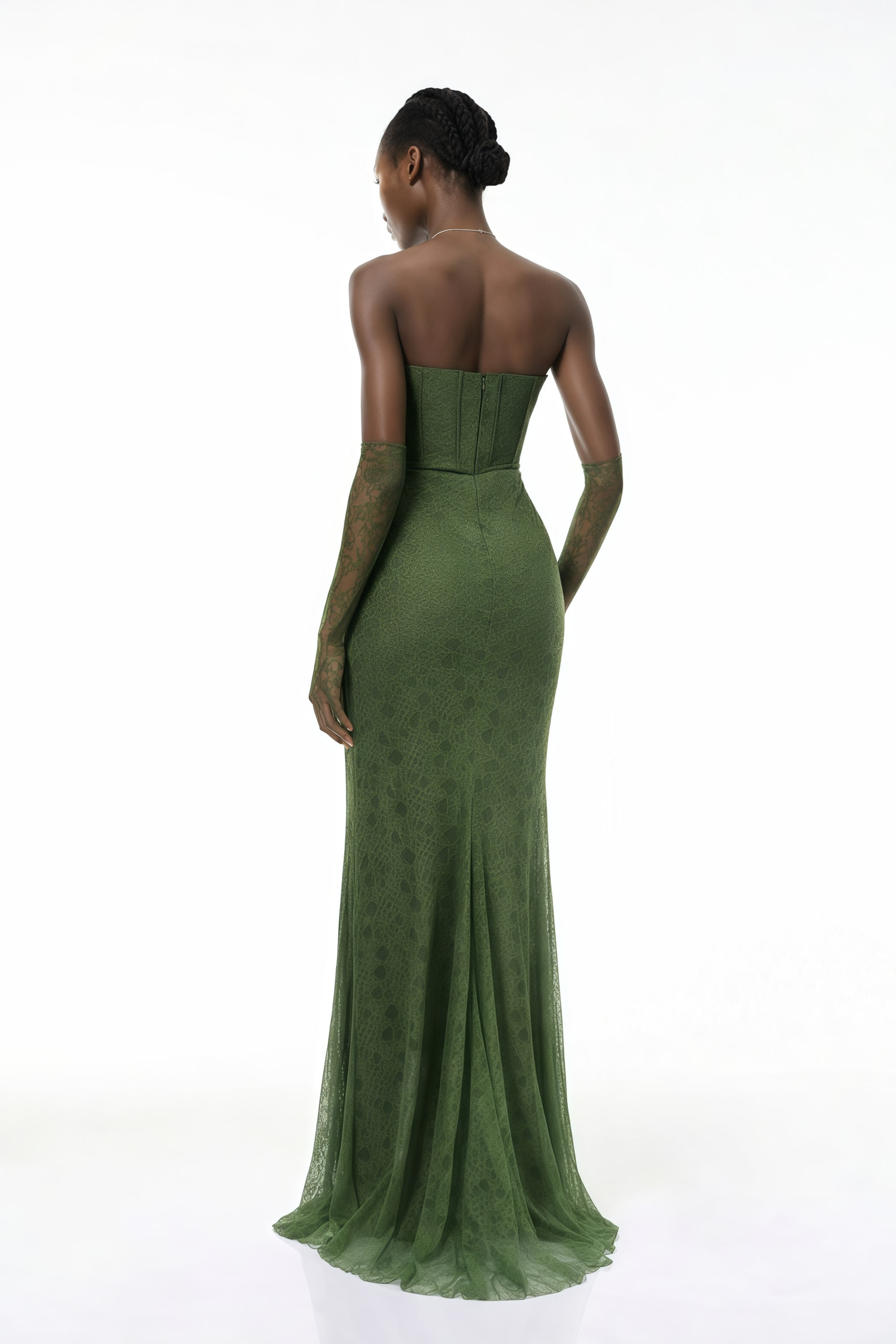 Franziska Green Embellished Corset Maxi Dress
