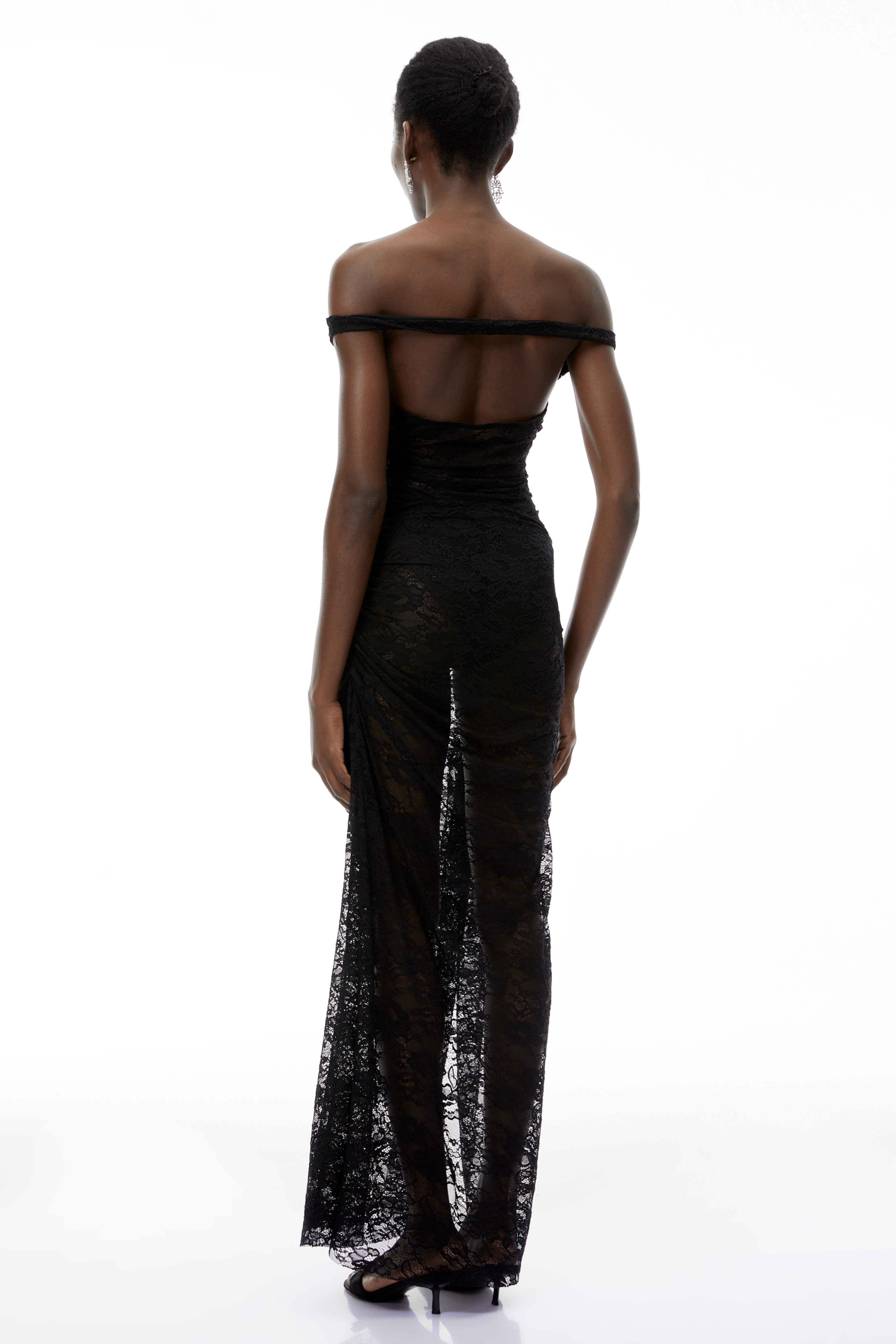 Frida Black Semi-Sheer Lace Bodysuit & Skirt Set