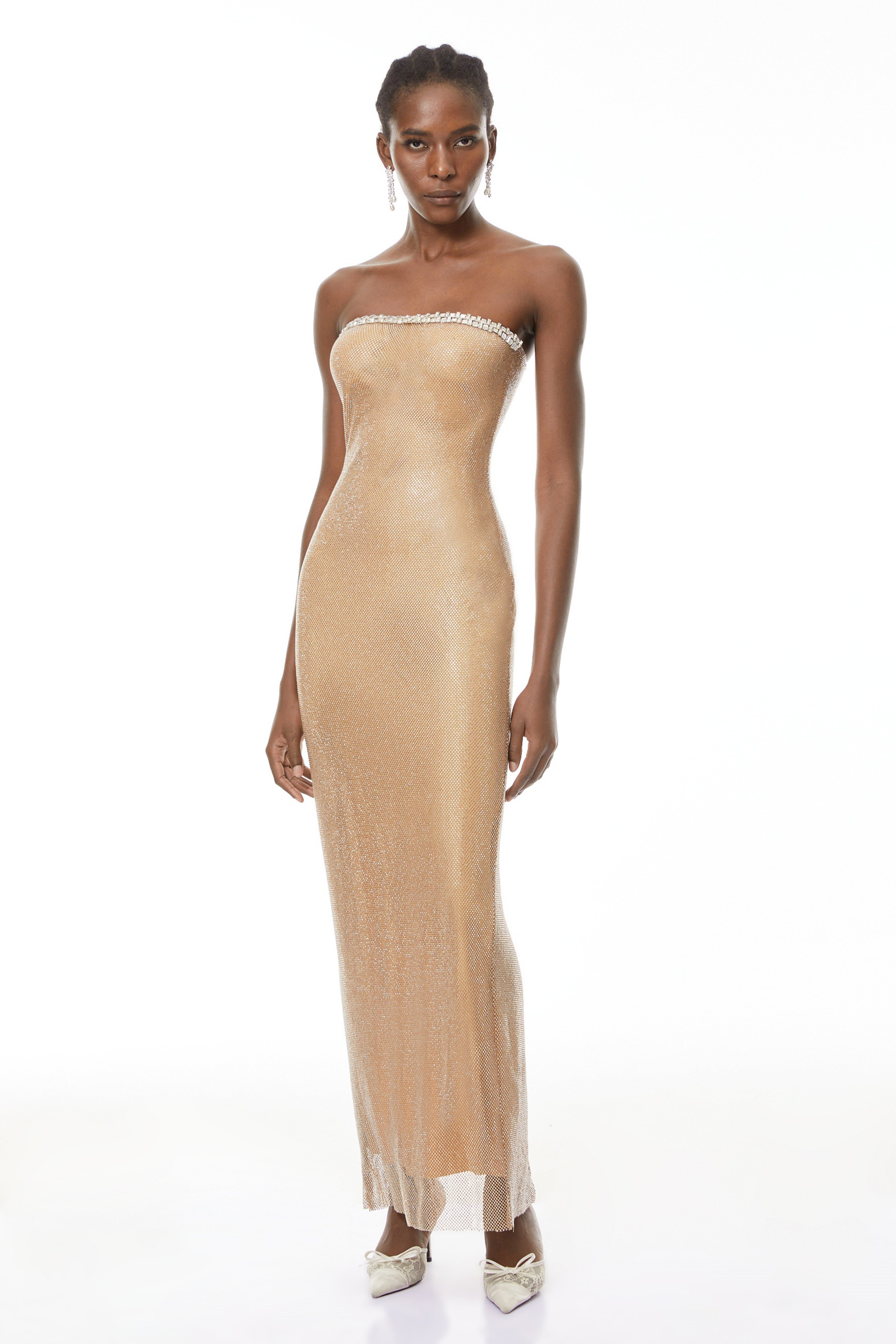 Gabriela Gold Crystal Embellished Maxi Dress