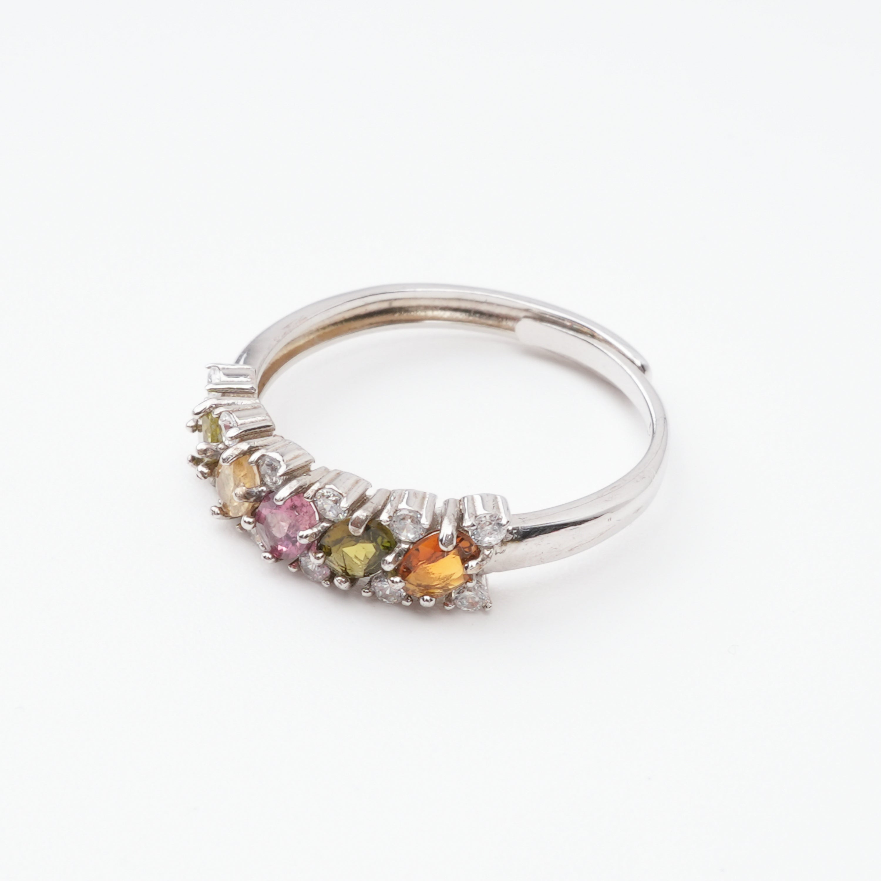 Gabriela Multicolor Oval Cut Five Stone Gemstone Sterling Silver Ring