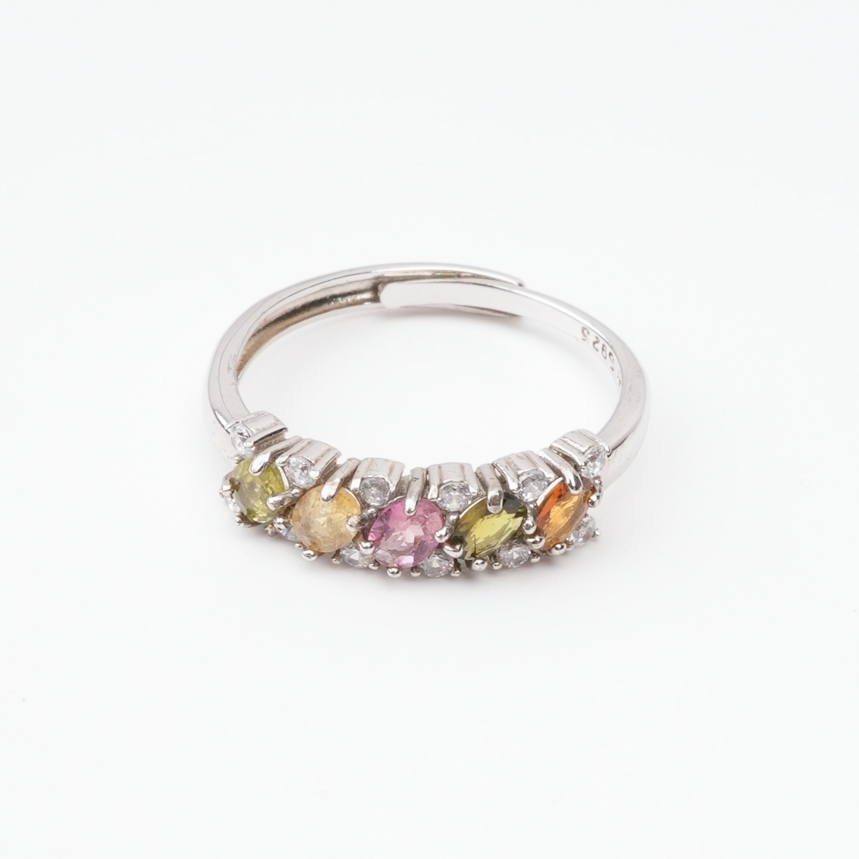 Gabriela Multicolor Oval Cut Five Stone Gemstone Sterling Silver Ring