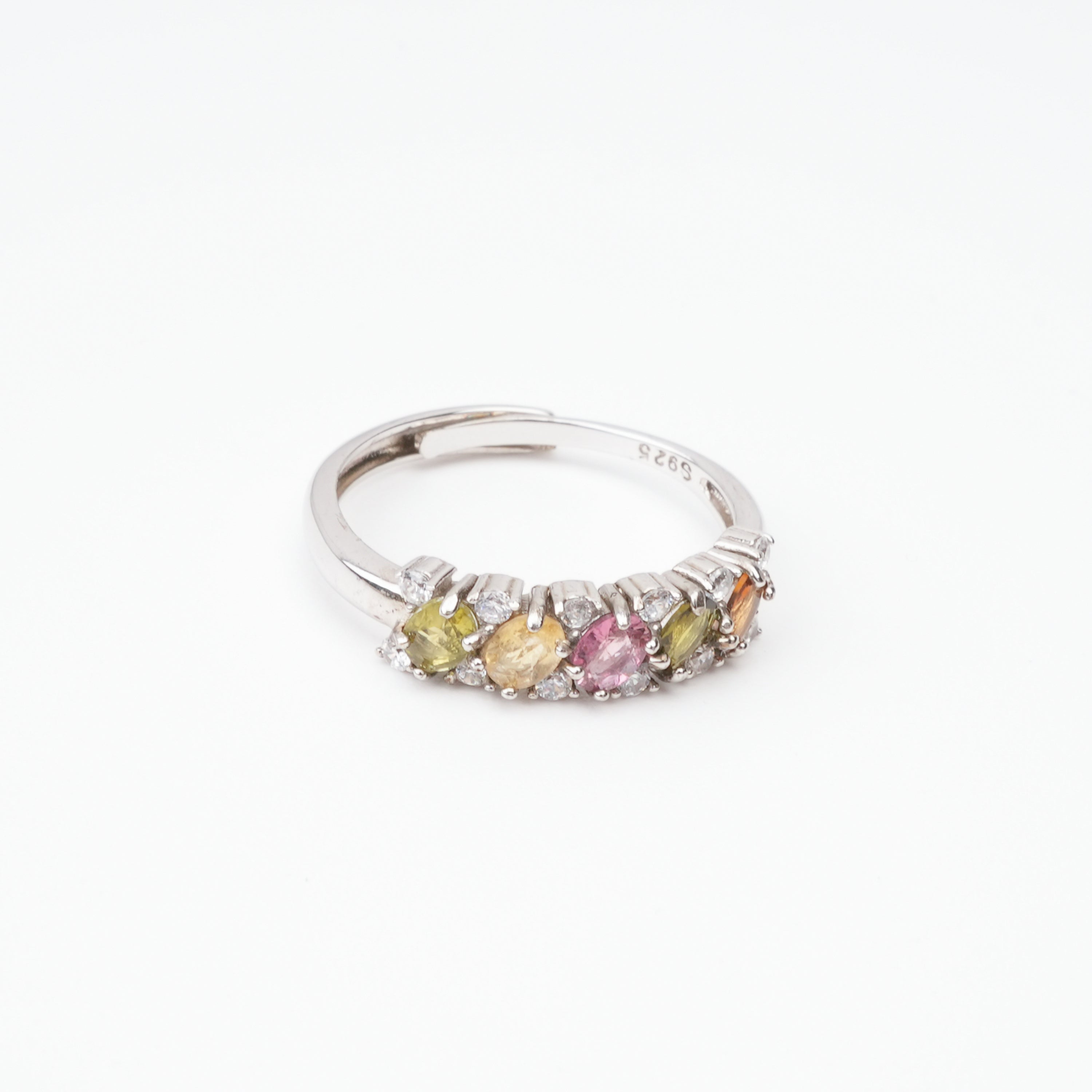 Gabriela Multicolor Oval Cut Five Stone Gemstone Sterling Silver Ring