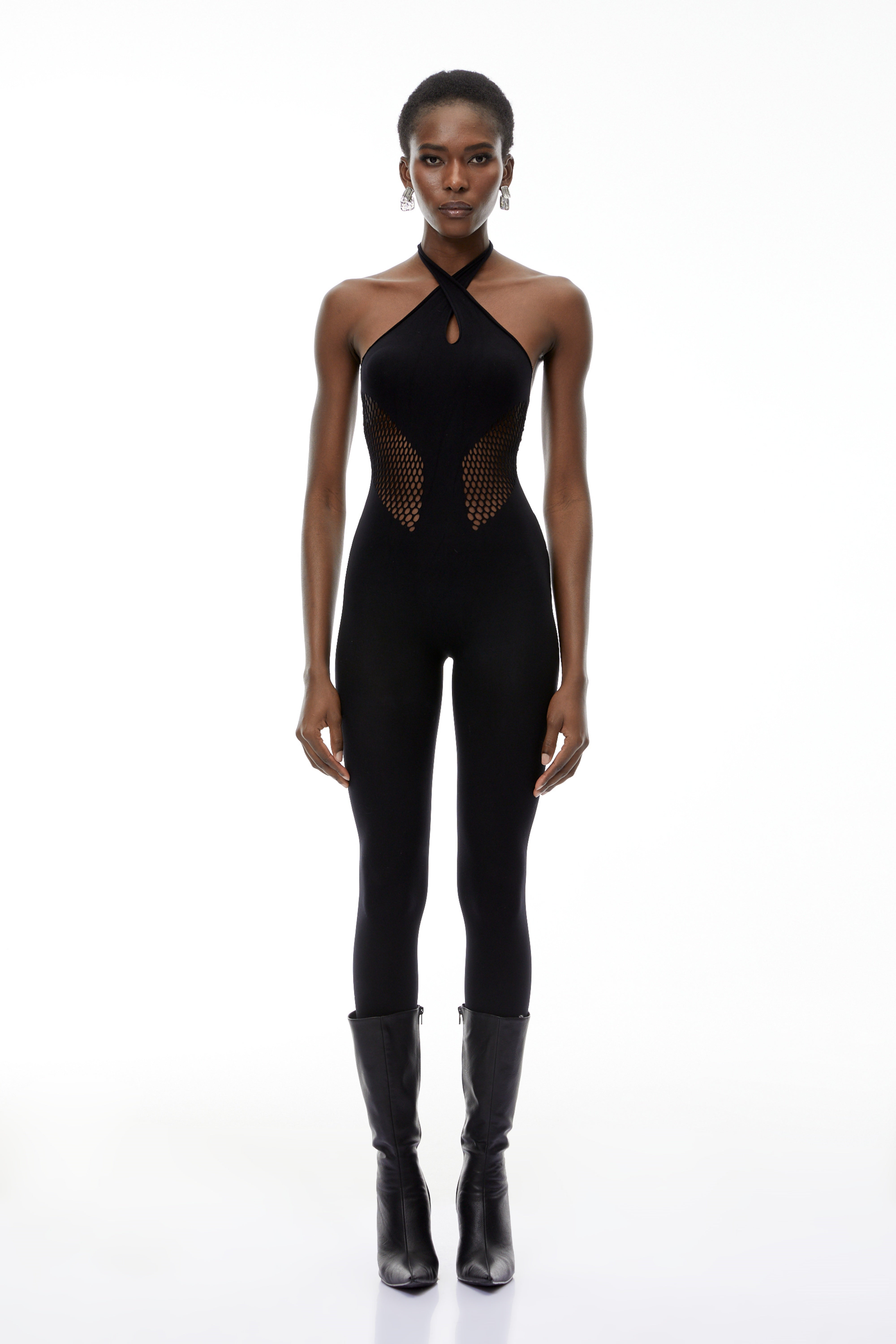 Gael Black Cut-Out Halterneck Jumpsuit