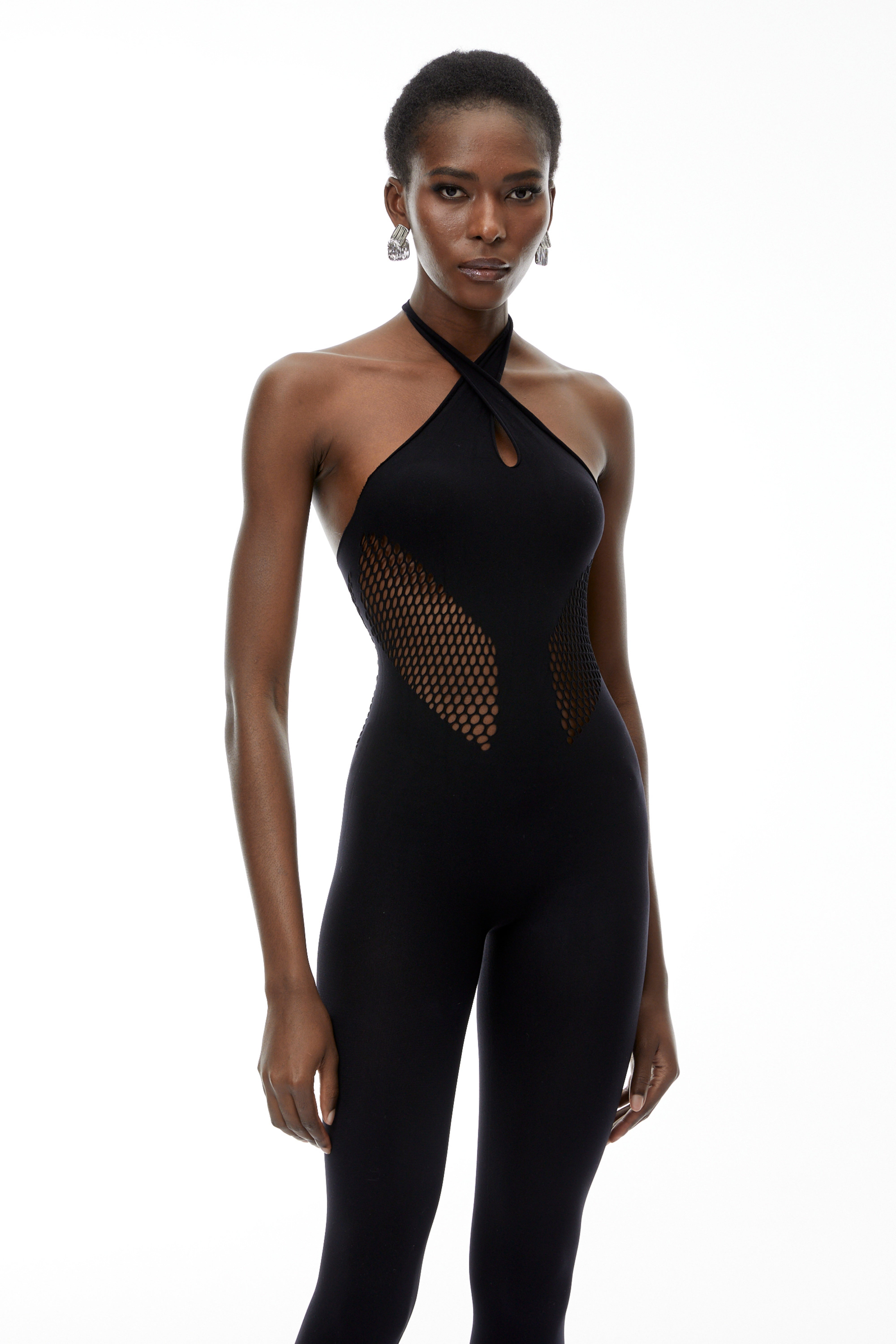 Gael Black Cut-Out Halterneck Jumpsuit