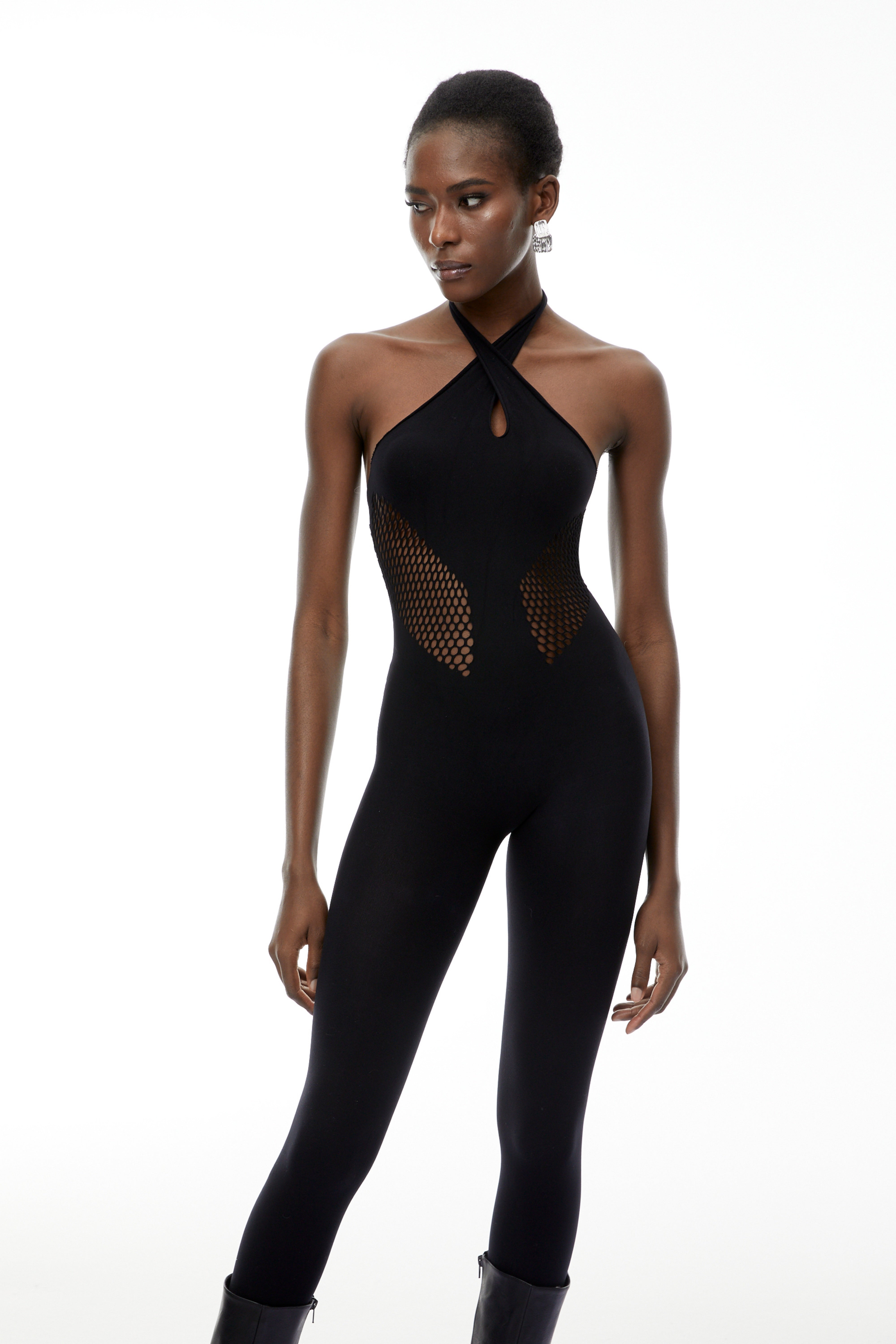 Gael Black Cut-Out Halterneck Jumpsuit