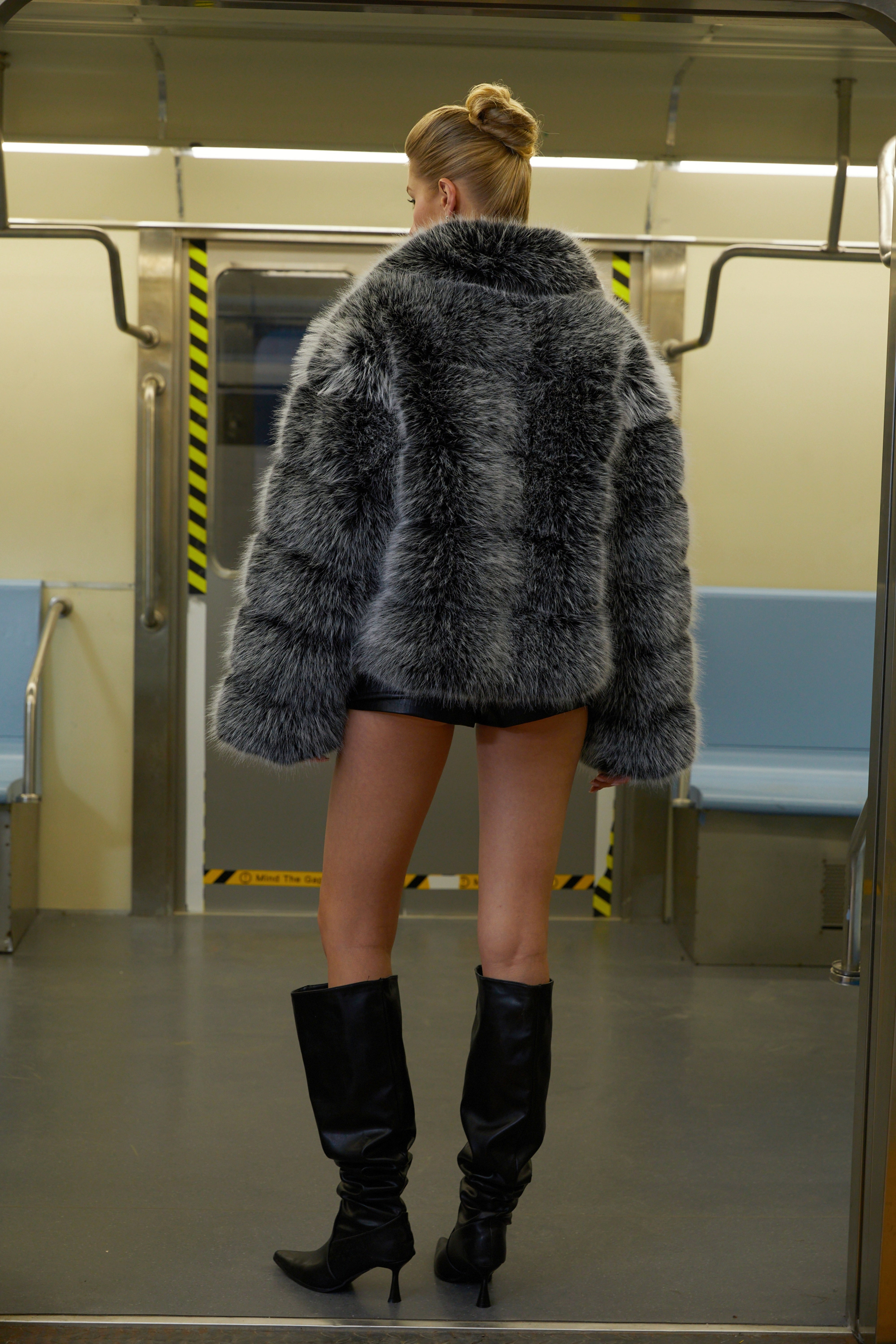 Georgia Dark Grey Faux-Fur Coat