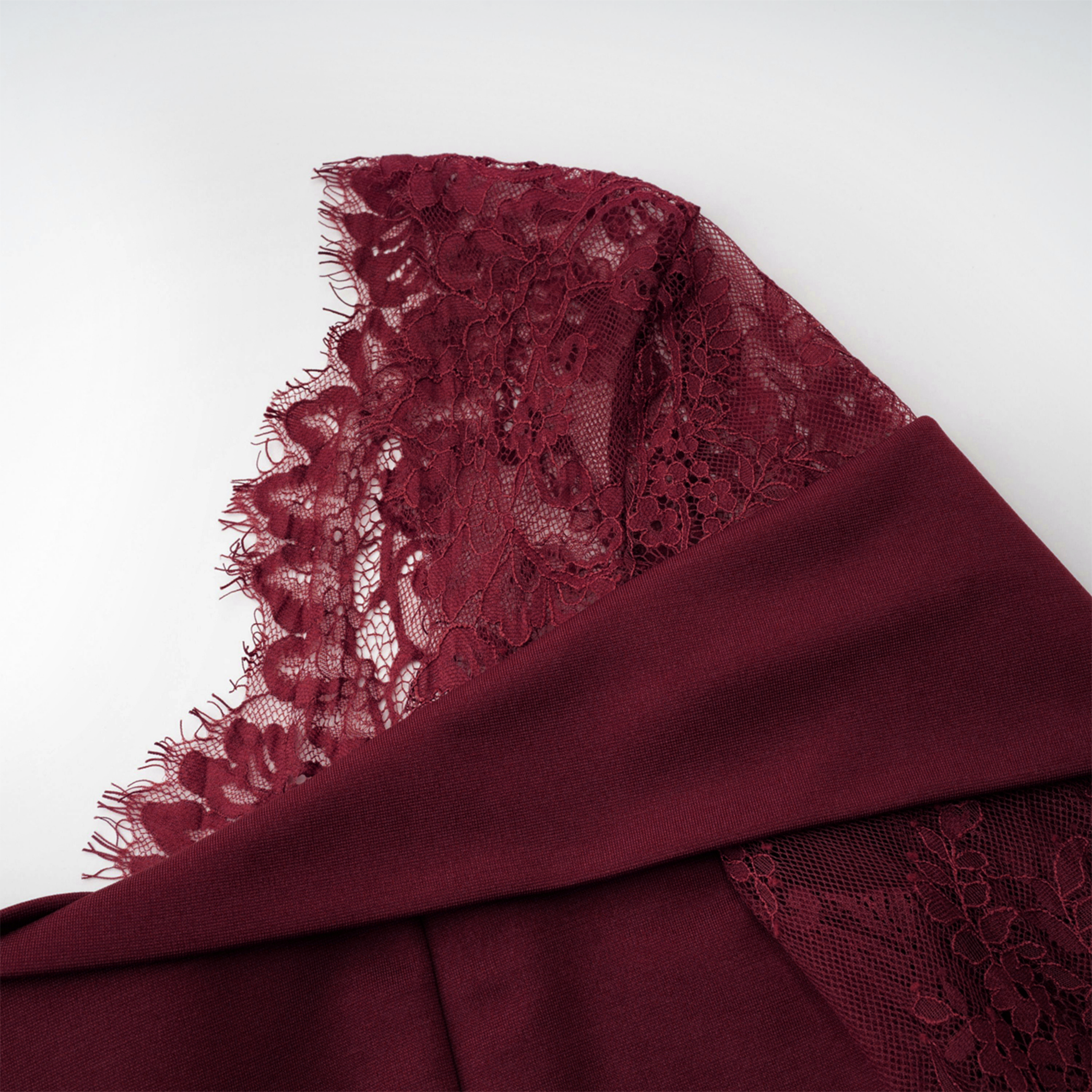 Georgiana Burgundy Lace Panel Flared Maxi Gown