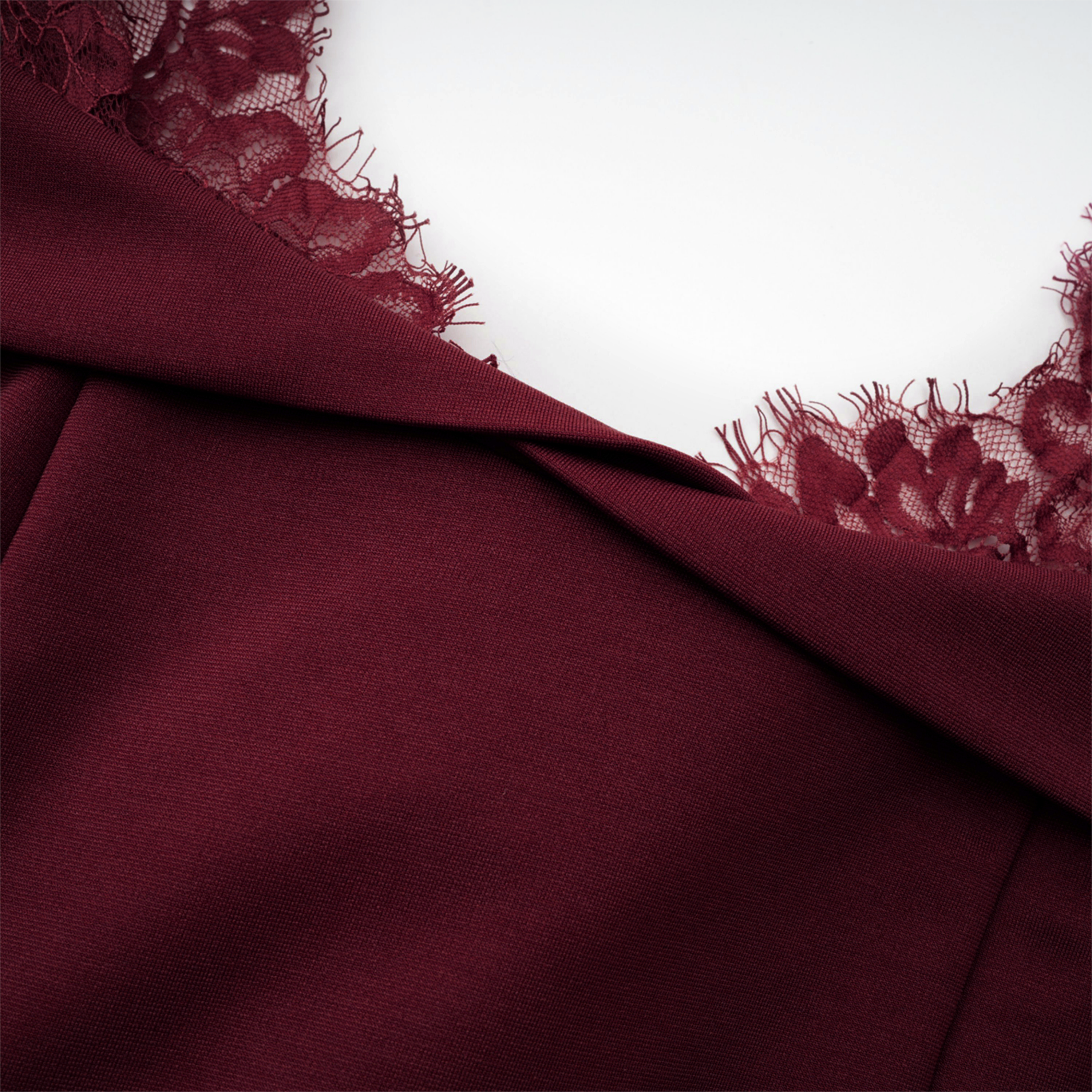 Georgiana Burgundy Lace Panel Flared Maxi Gown