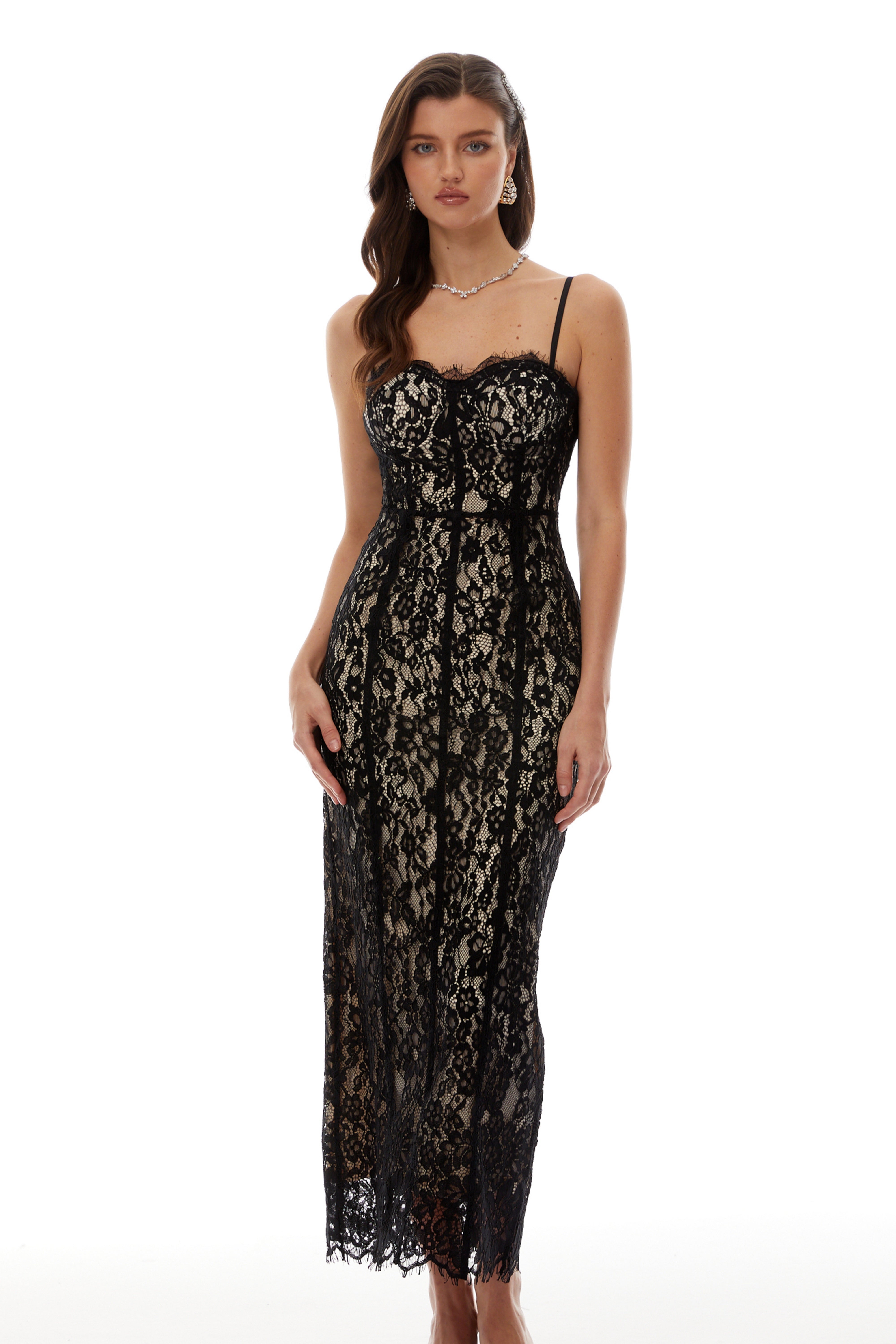 Floral Lace Corset Maxi Dress