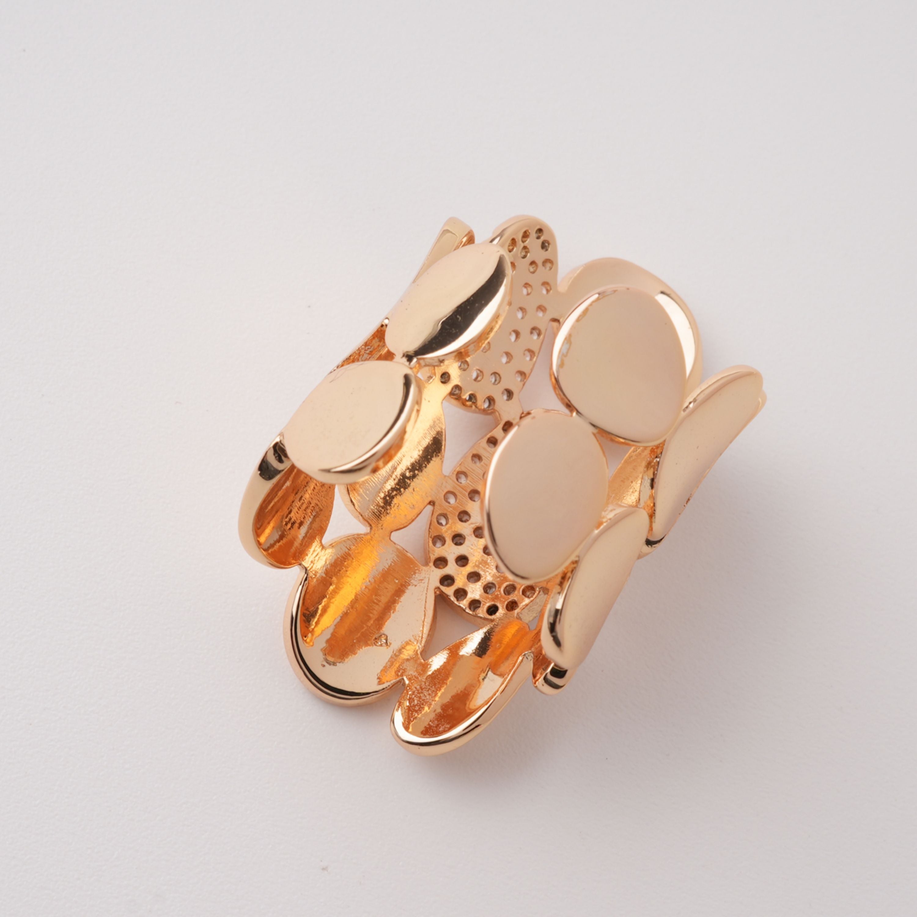 Giselle Gold Tone Pebble Cluster Pavé Crystal Sterling Silver Ring