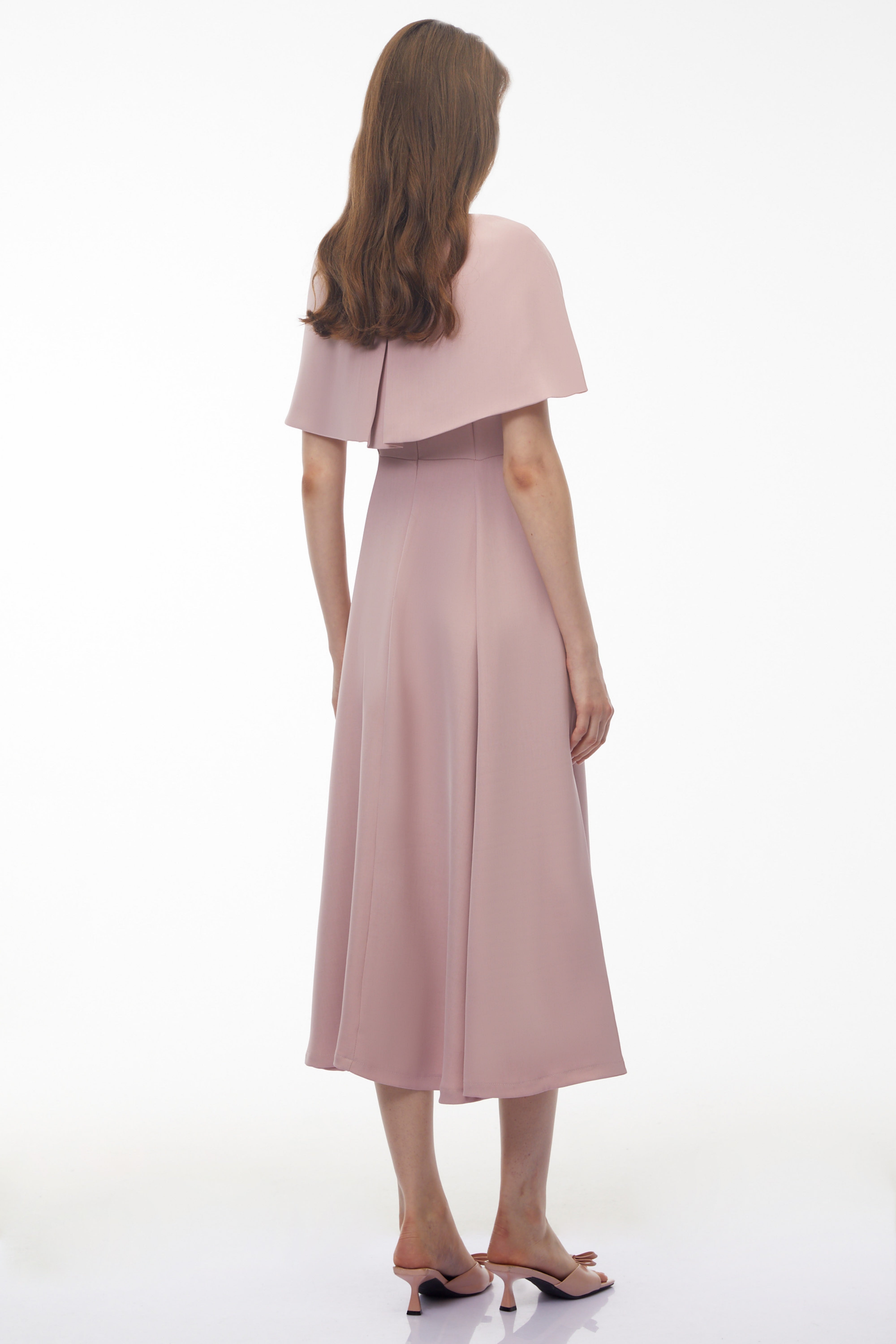 Giuliana Pink Solid Cape & Midi Dress Set