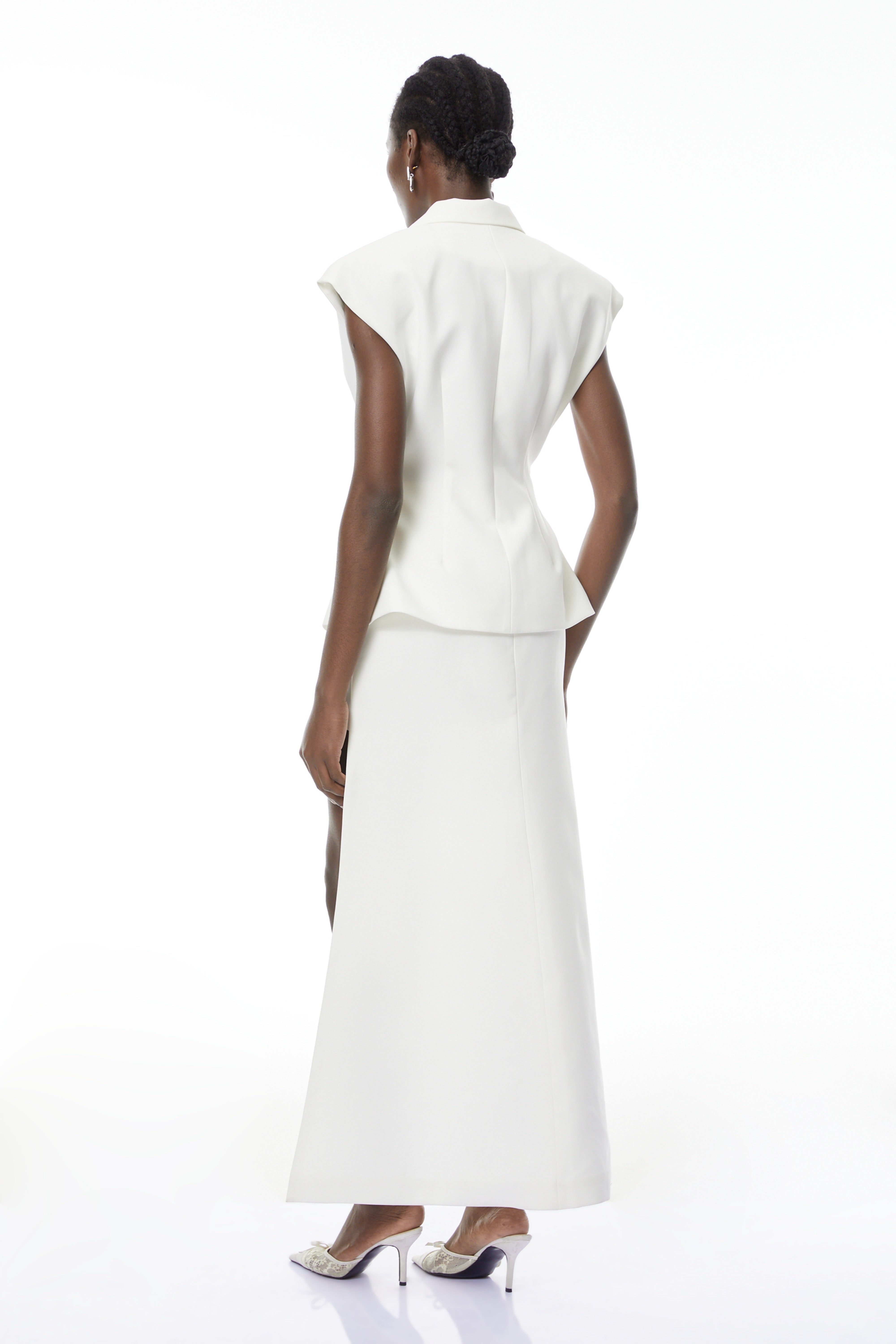 Grace White Asymmetrical Blazer & Skirt Set