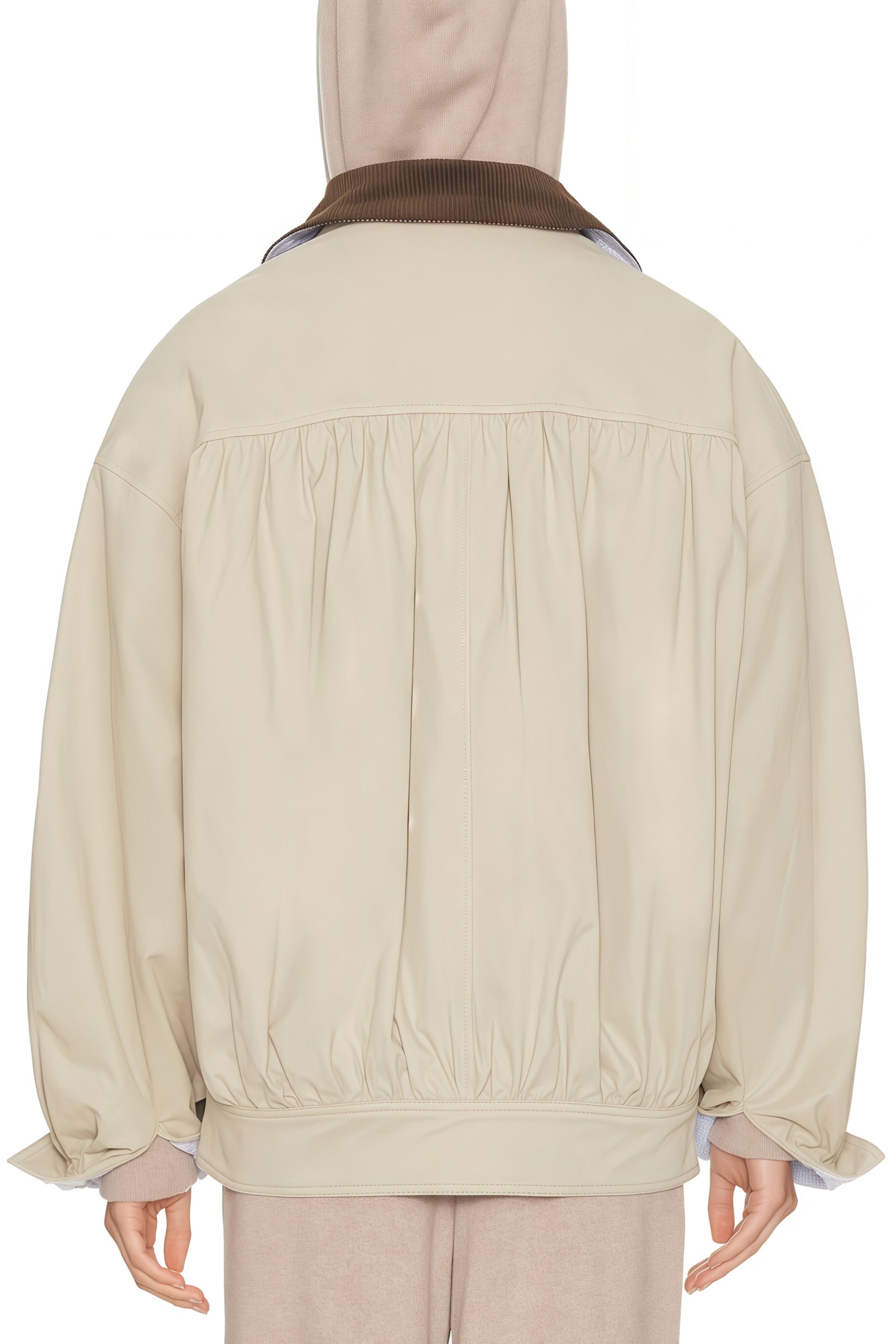 Alessa Neutral Corduroy Panel Bomber Jacket