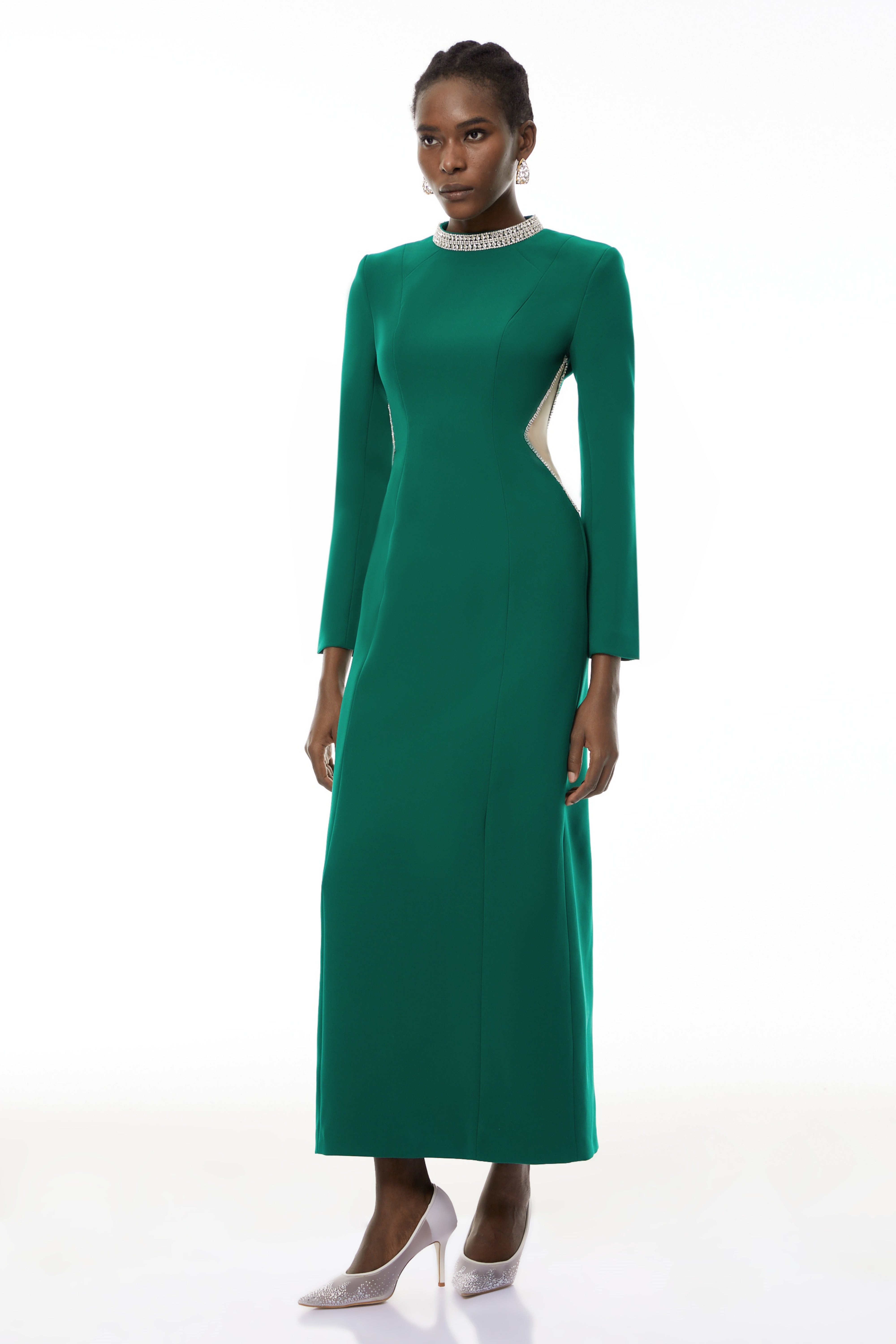 Hadley Green Maxikleid mit Cut-Out-Details und Kristallverzierung