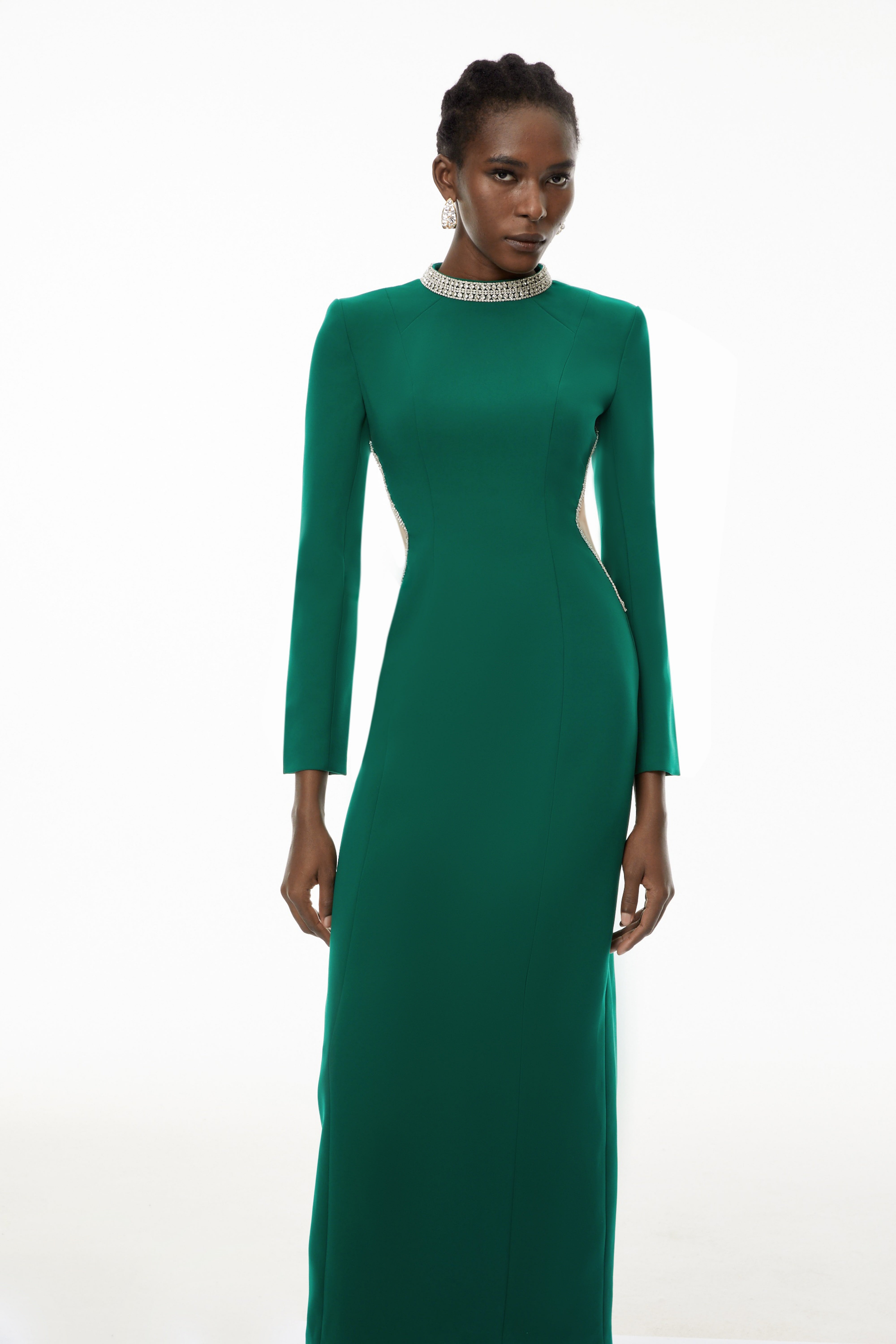 Hadley Green Maxikleid mit Cut-Out-Details und Kristallverzierung