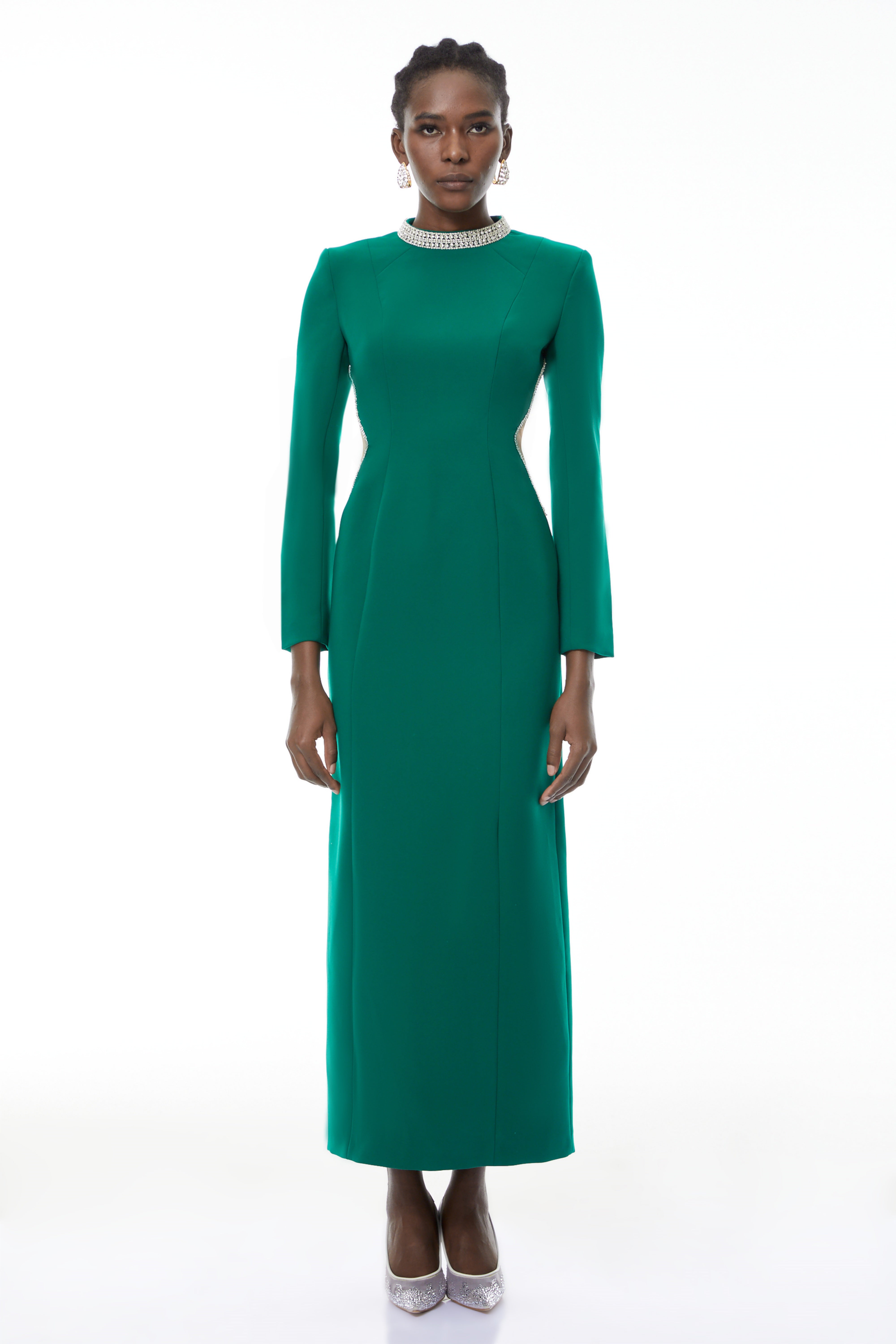 Hadley Green Maxikleid mit Cut-Out-Details und Kristallverzierung