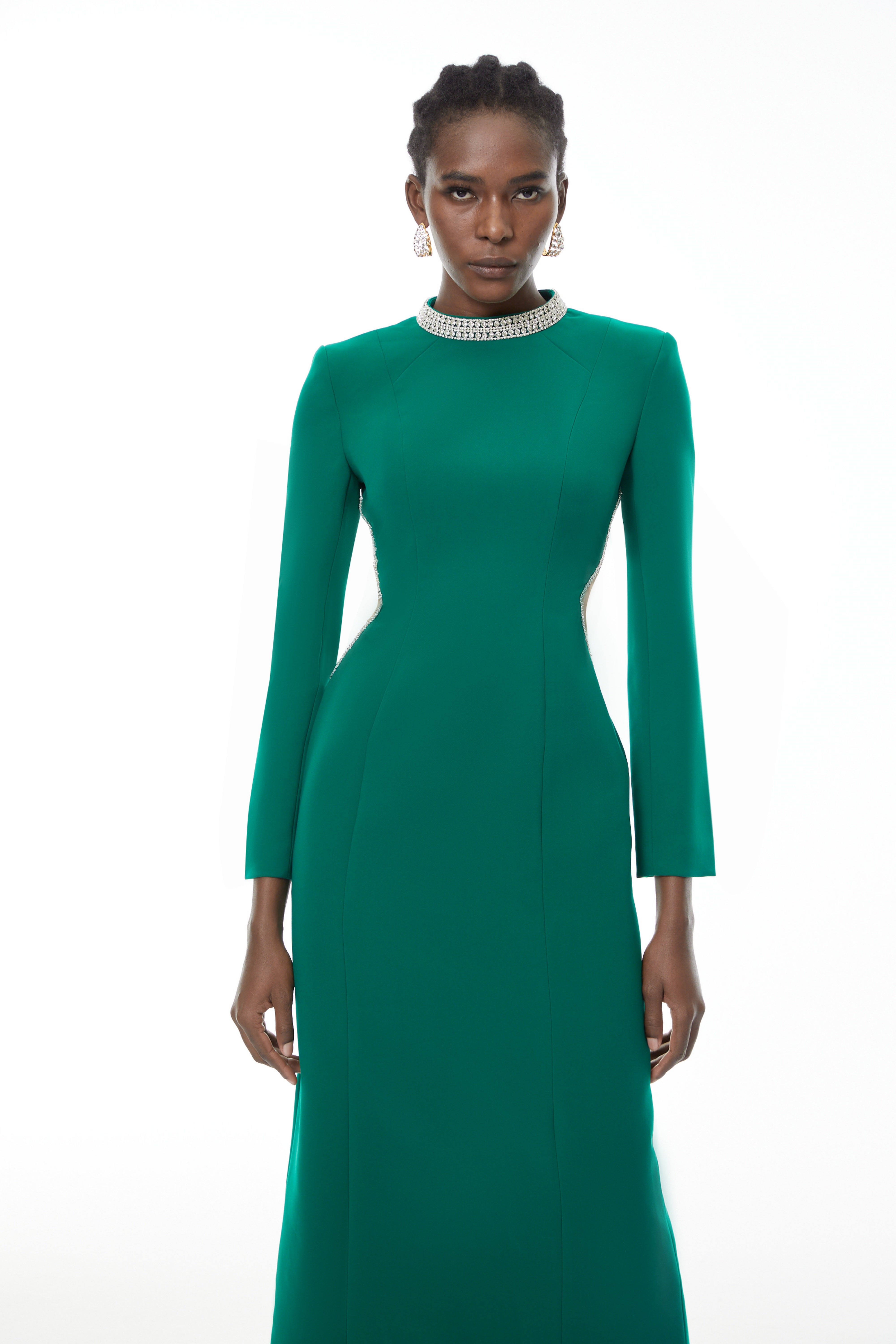 Hadley Green Maxikleid mit Cut-Out-Details und Kristallverzierung