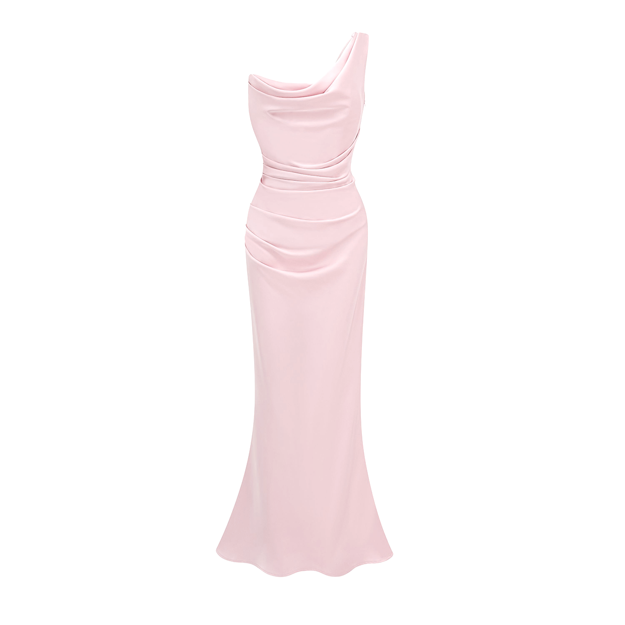 Hannah Pink One Shoulder Satin Maxi Dress