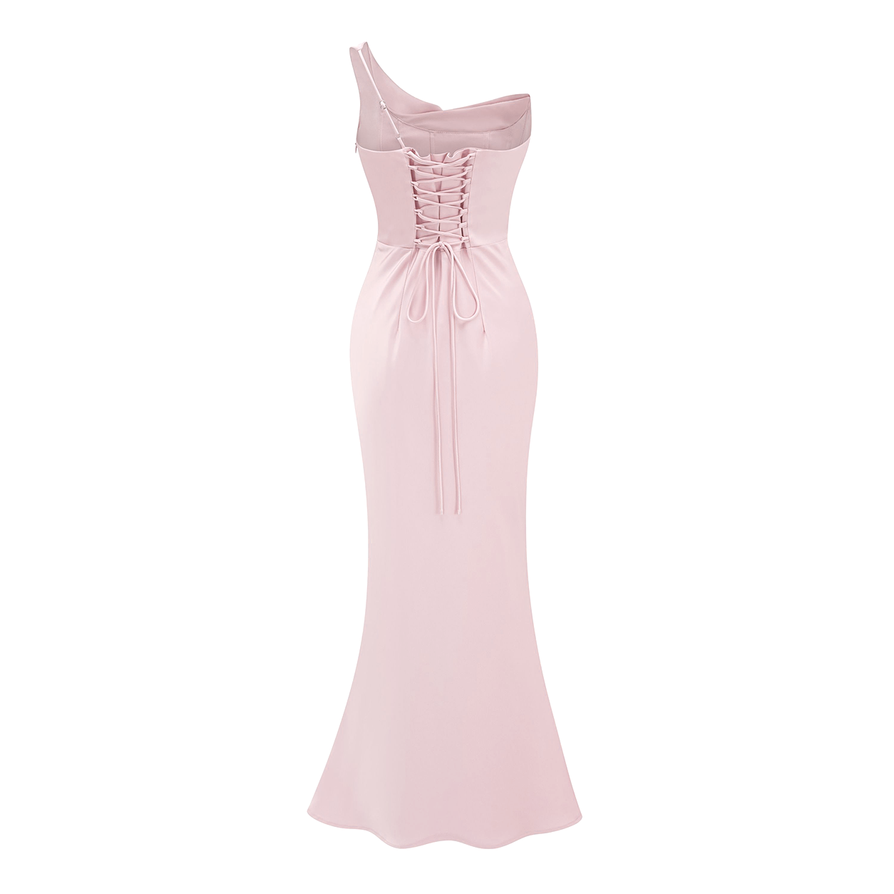 Hannah Pink One Shoulder Satin Maxi Dress