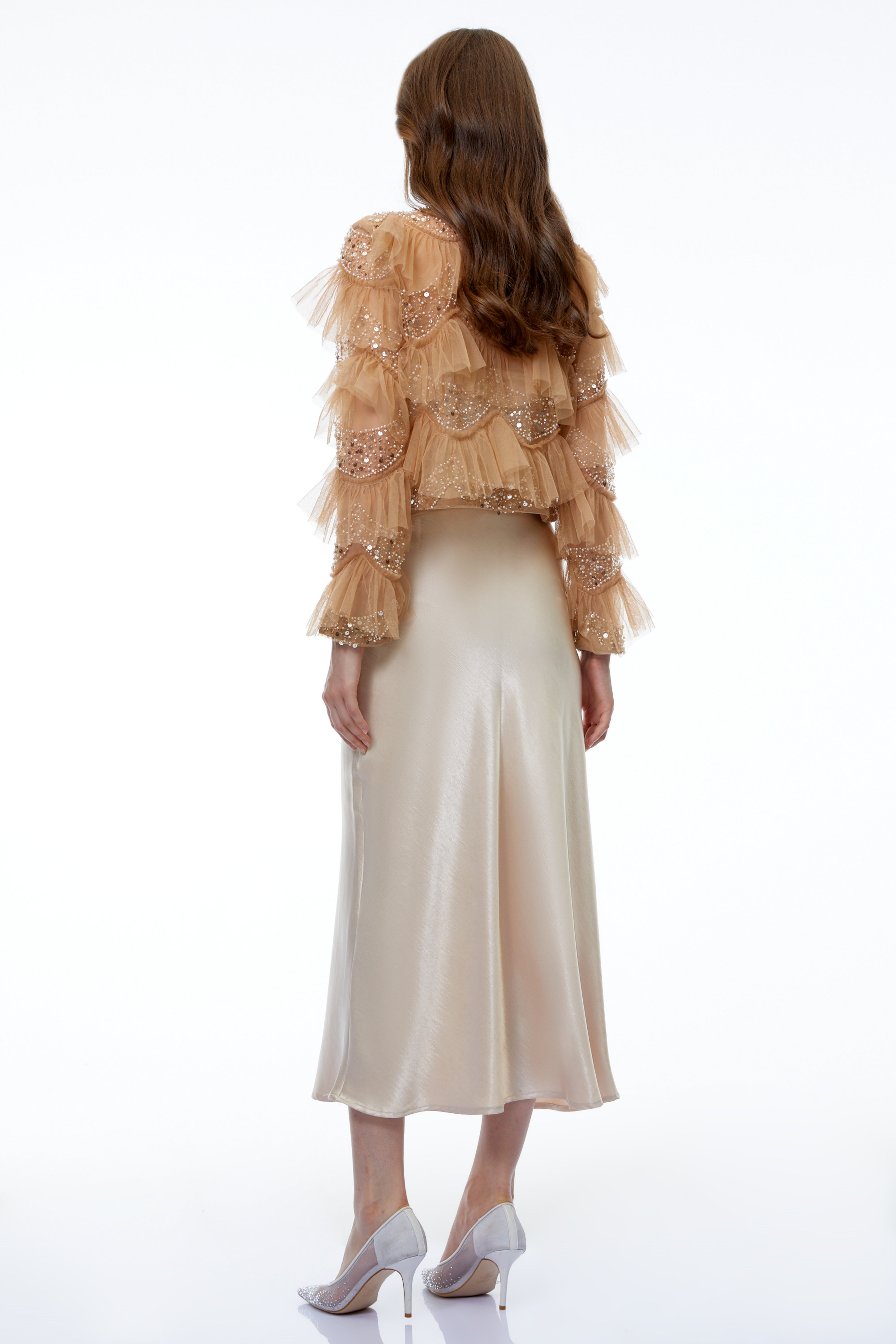 Blouse à volants et strass Henare Brown