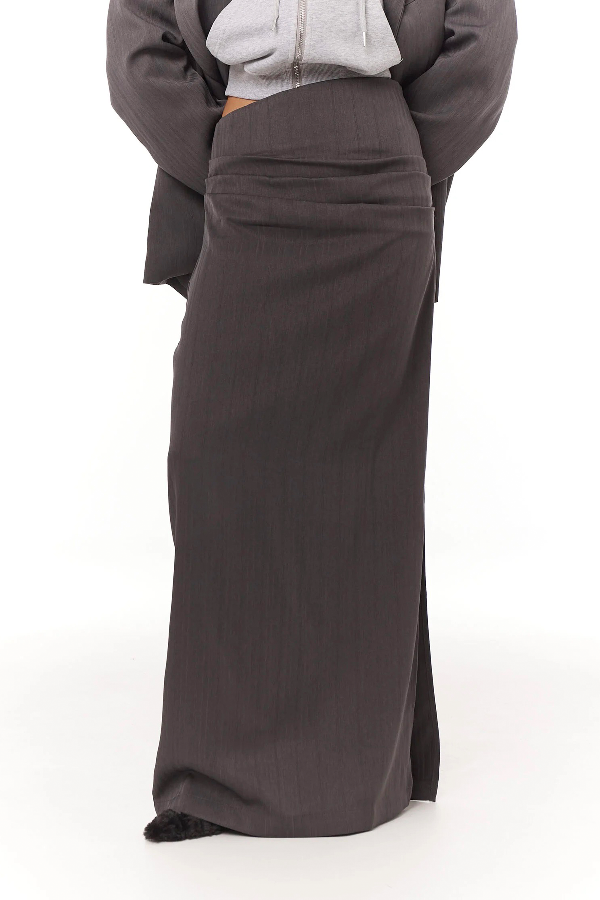 Eléonore Grey Ruched Maxi Skirt