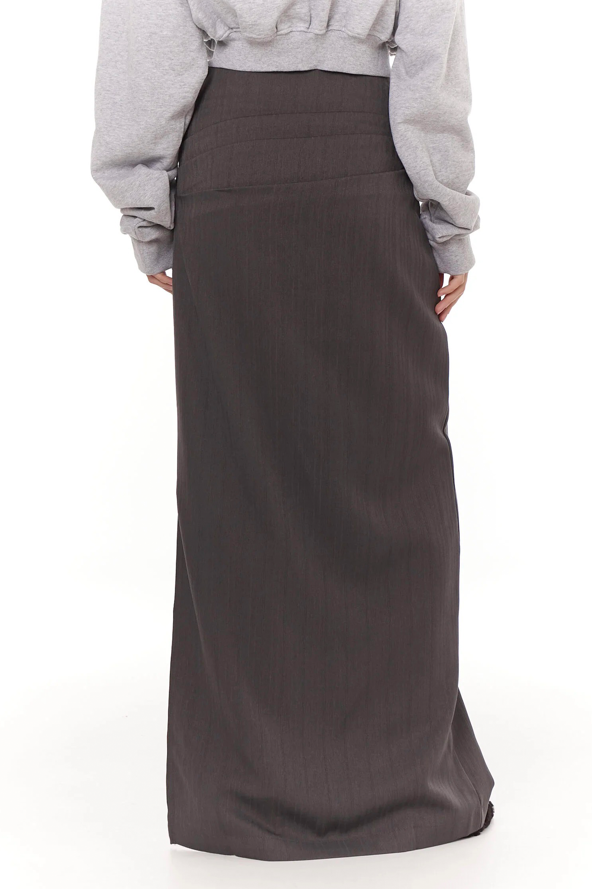 Eléonore Grey Ruched Maxi Skirt
