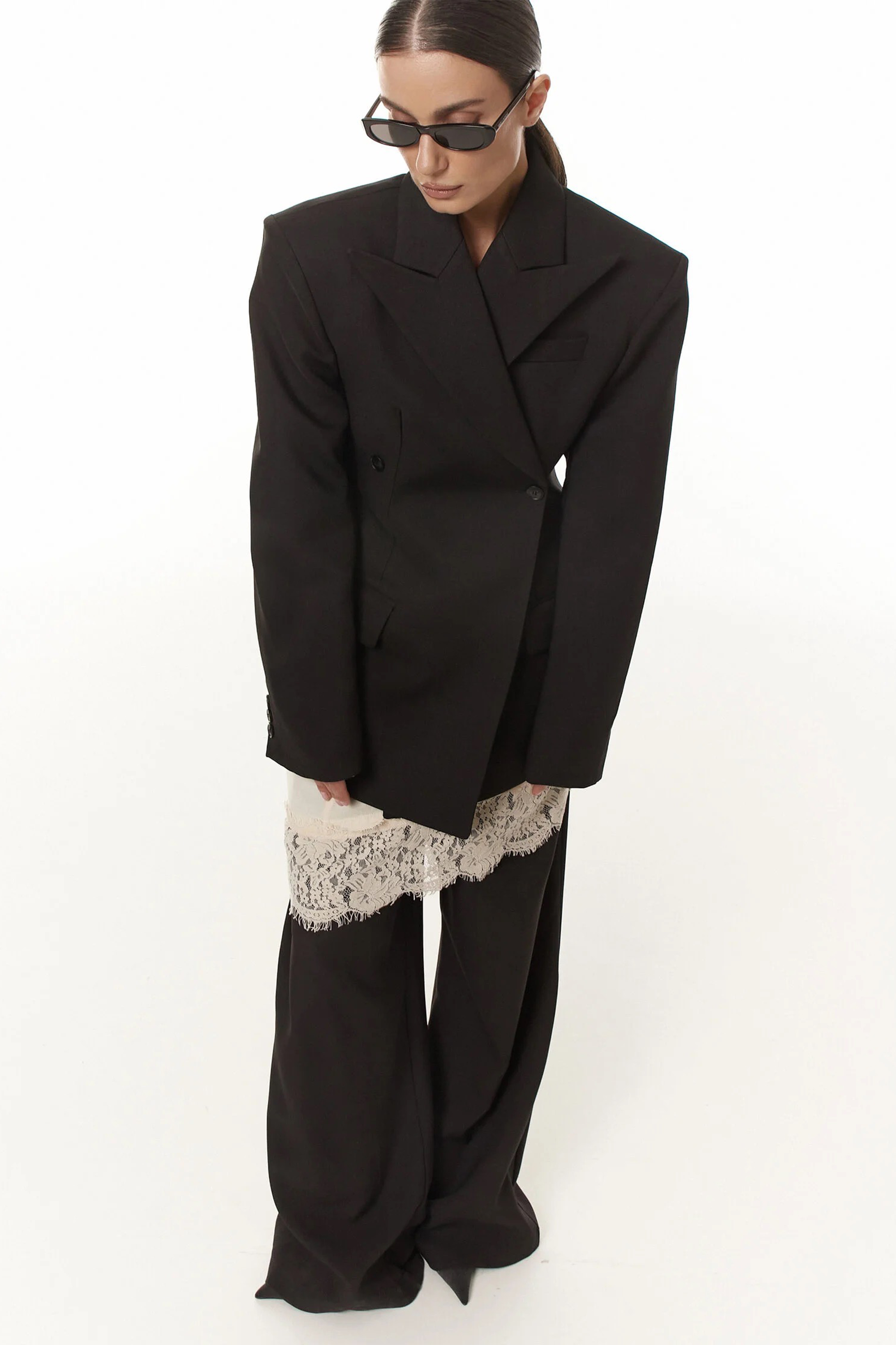 Dianthe Black Double-Breasted Oversize Blazer