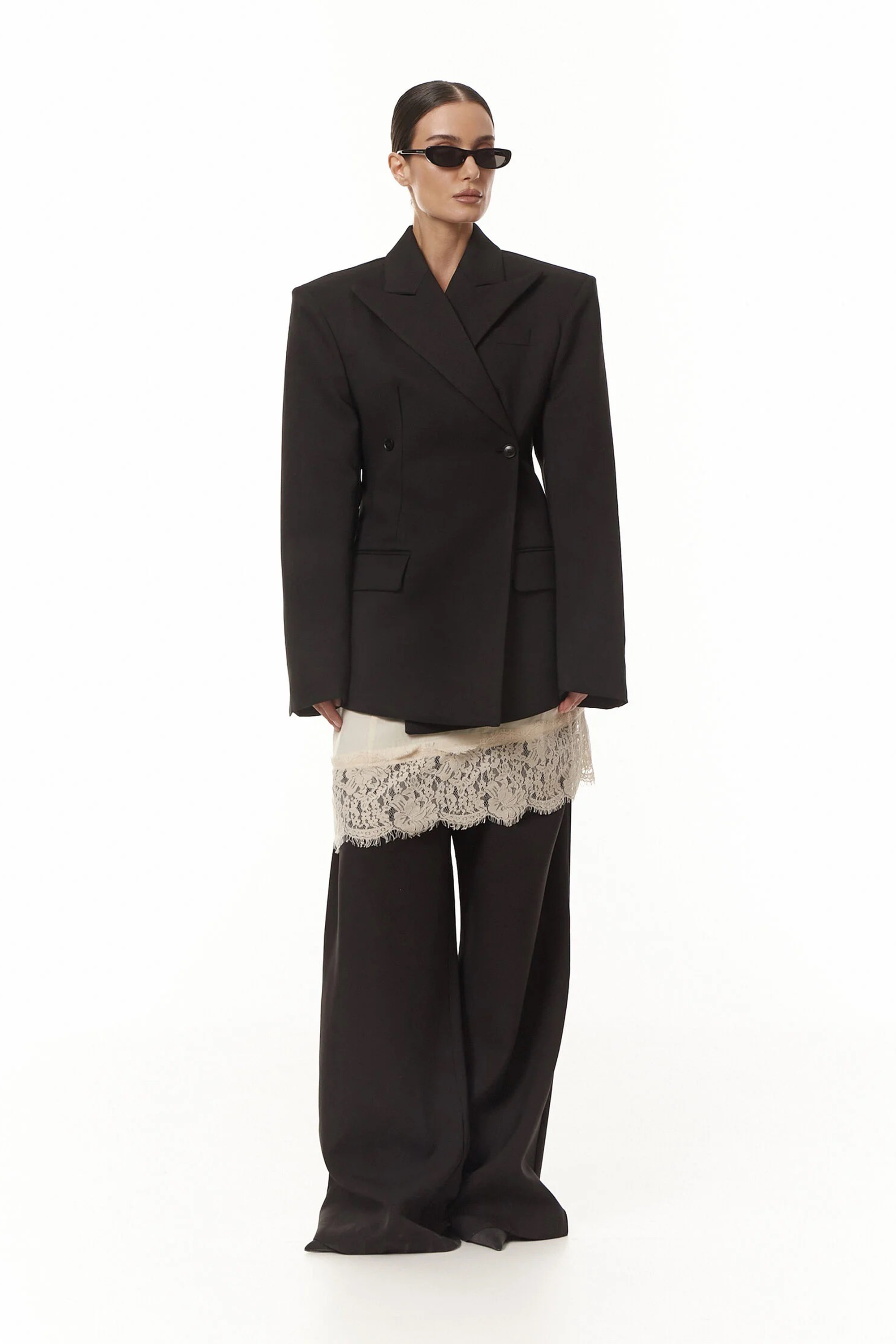 Dianthe Black Double-Breasted Oversize Blazer