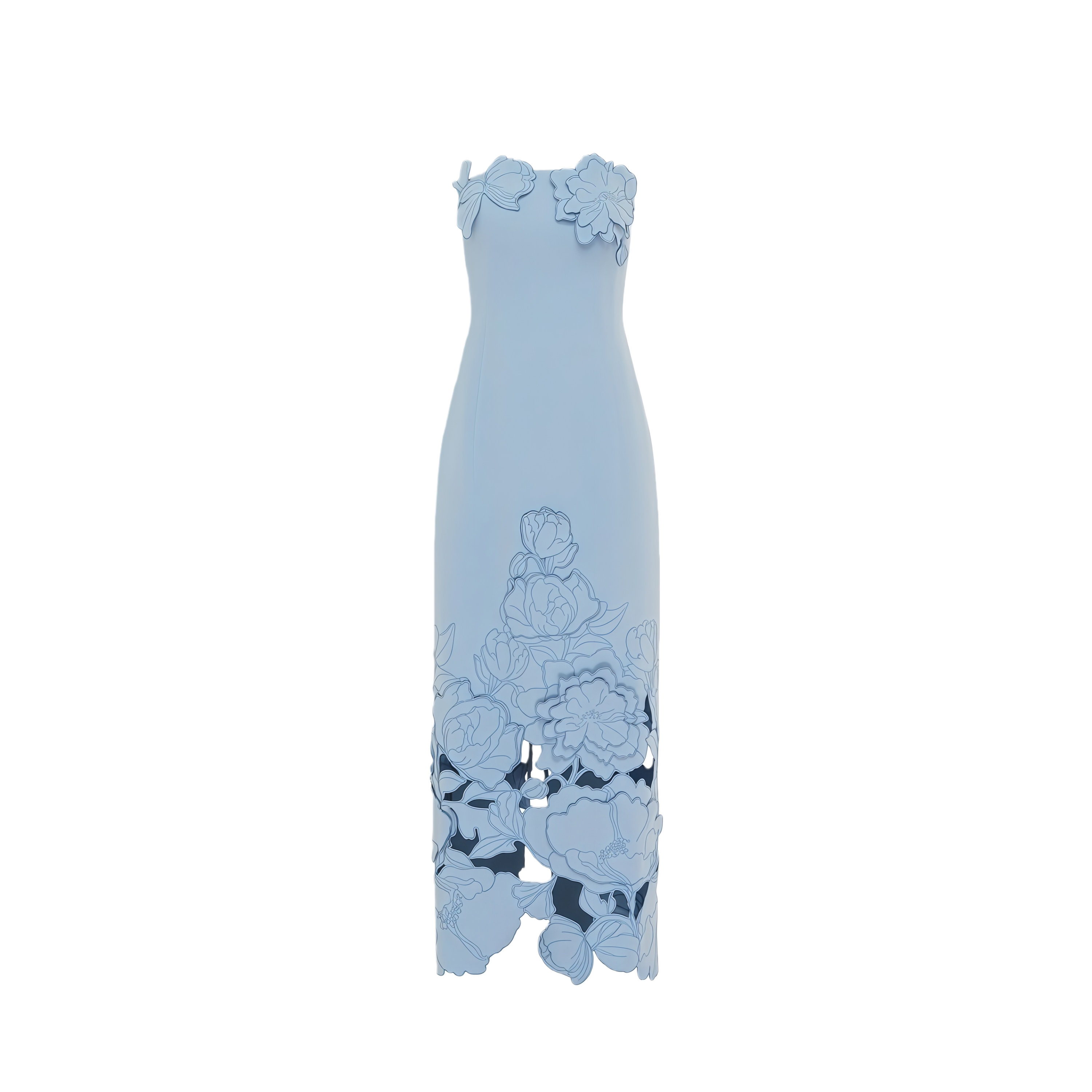 Inga Blue Strapless Floral Embroidered Maxi Dress