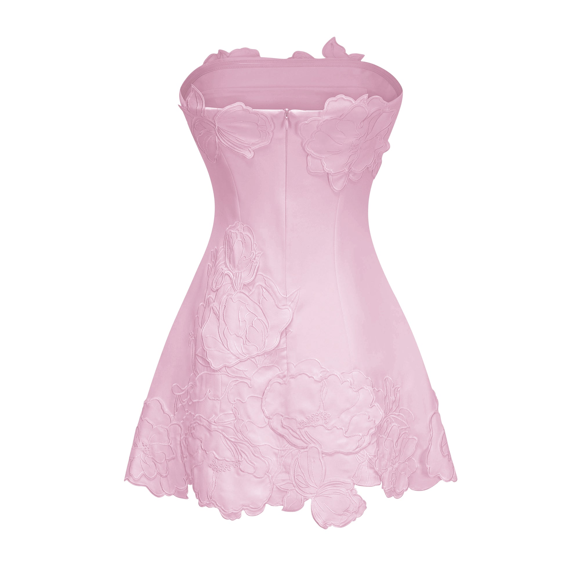 Inga Pink Strapless Floral Embroidered Mini Dress