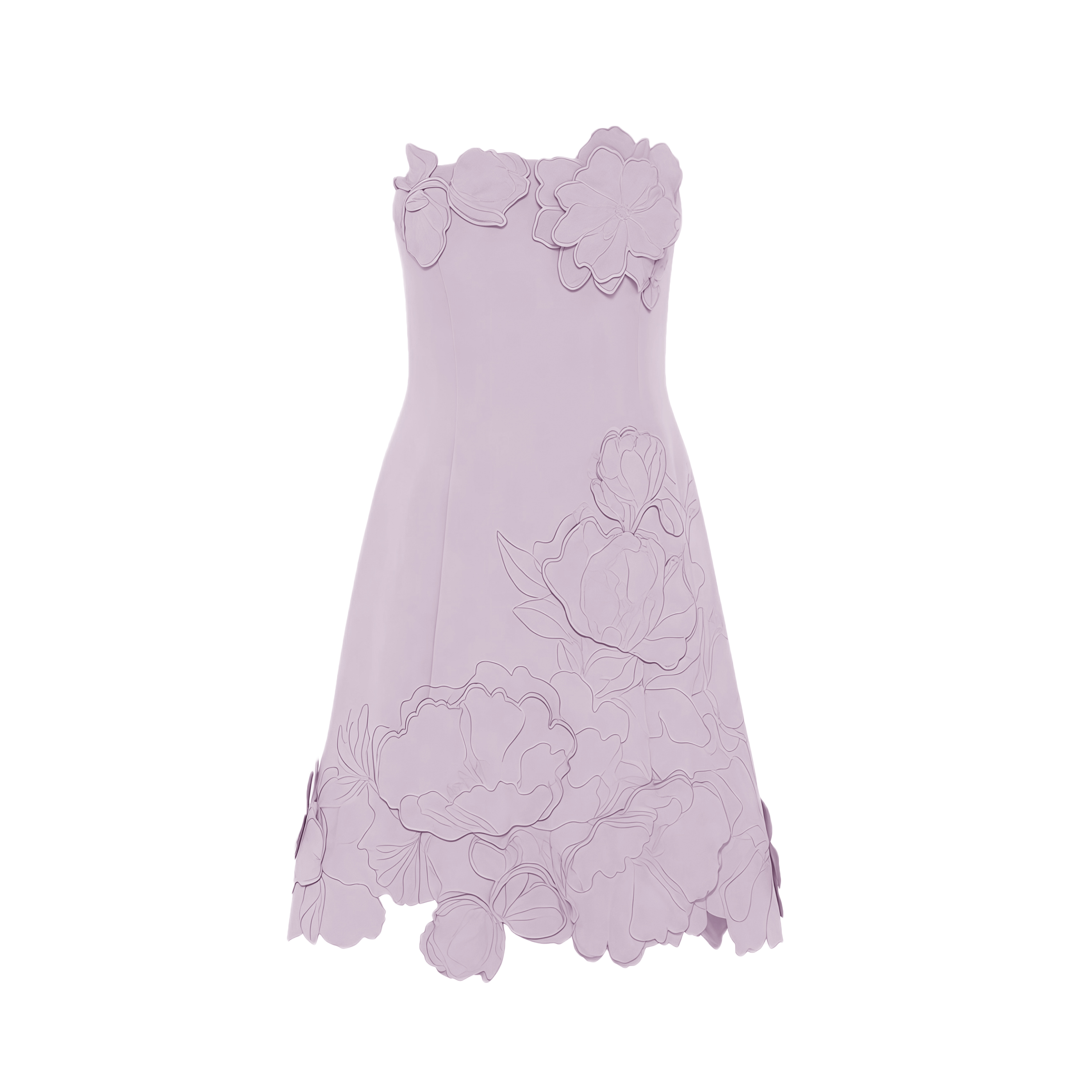 Inga Lila trägerloses Minikleid mit Blumenstickerei